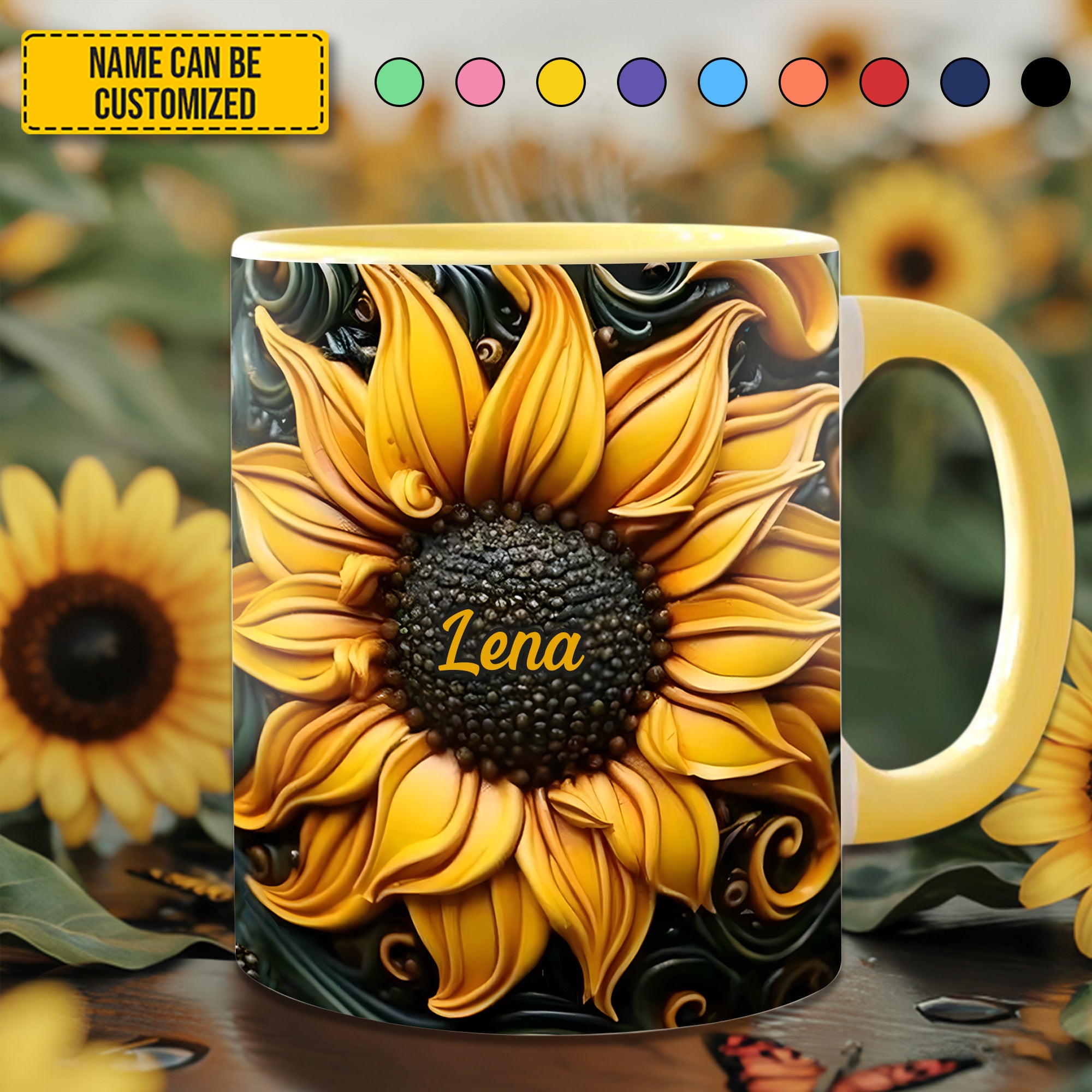 Personalized Accent Mug Love Sunflower Gift For Sunflower Lovers - Image 2