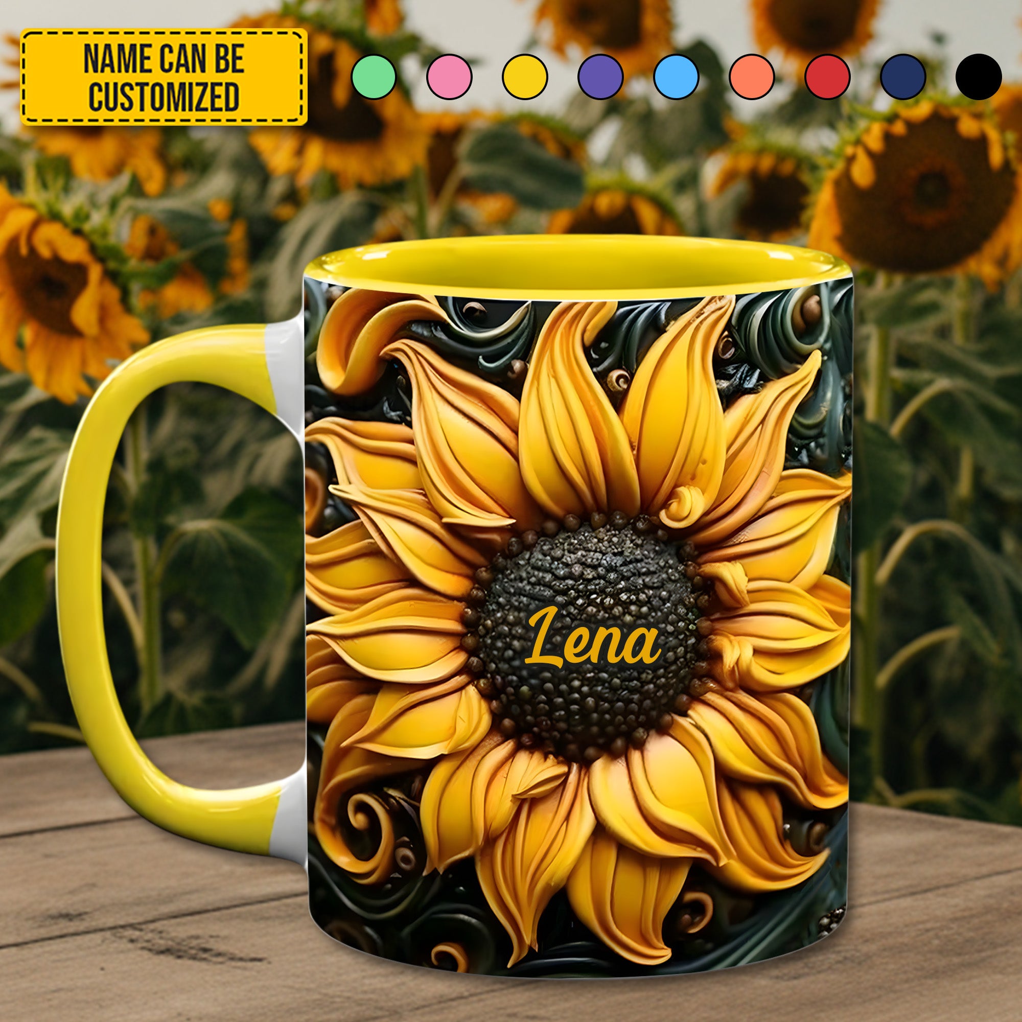 Personalized Accent Mug Love Sunflower Gift For Sunflower Lovers - Image 3
