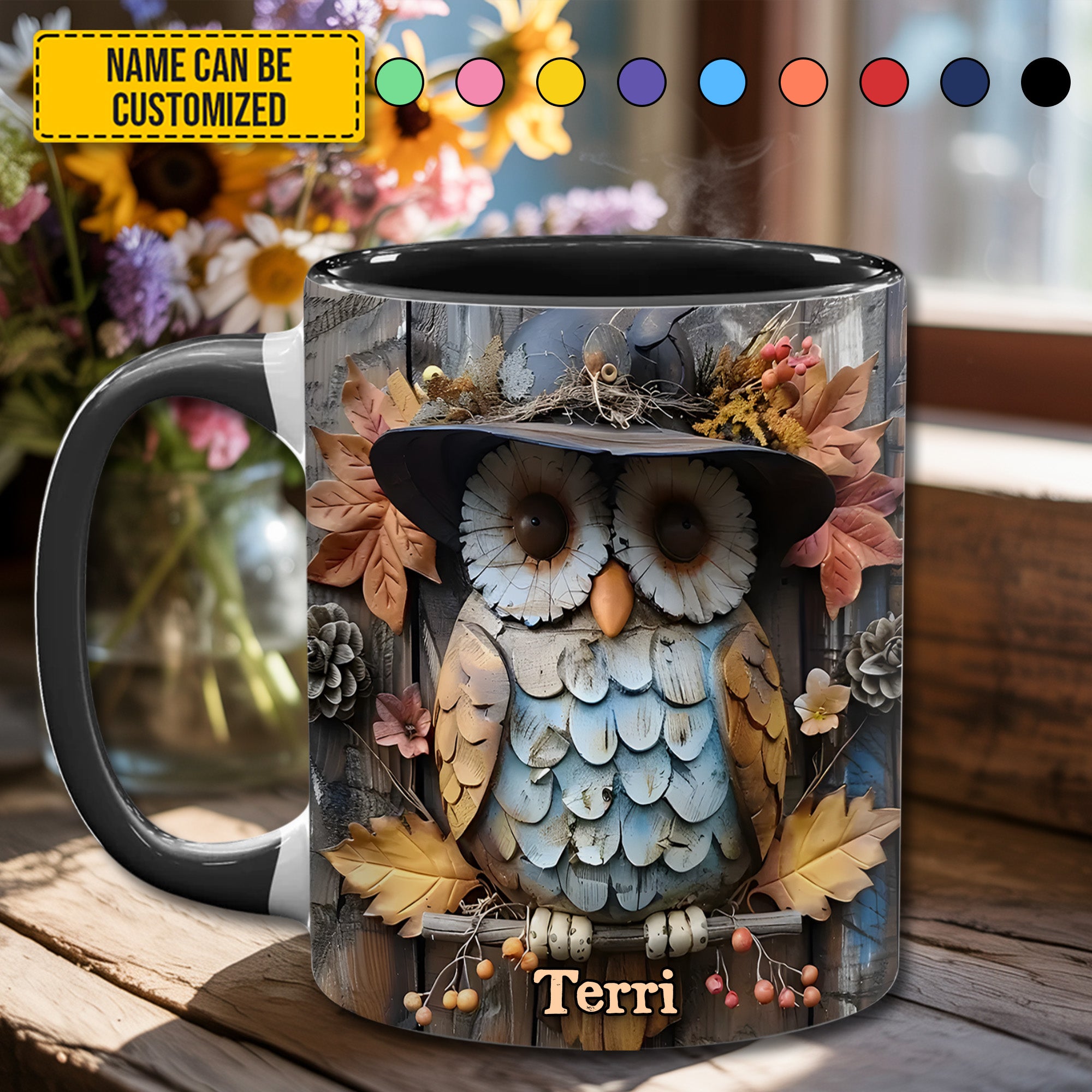 Personalized Accent Mug Owl Autumn Accent Mug Owl Gifts For Adults - Image 4