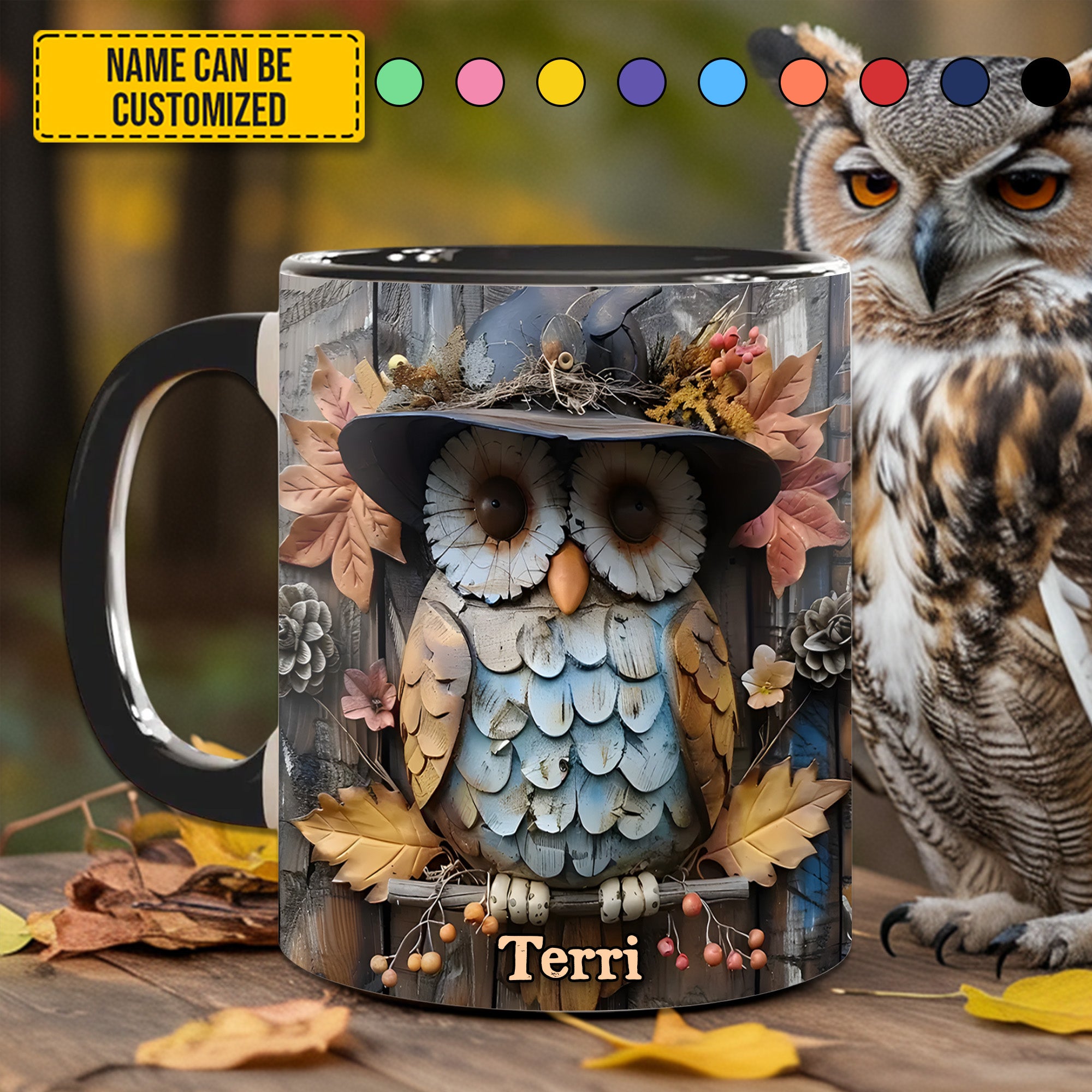 Personalized Accent Mug Owl Autumn Accent Mug Owl Gifts For Adults