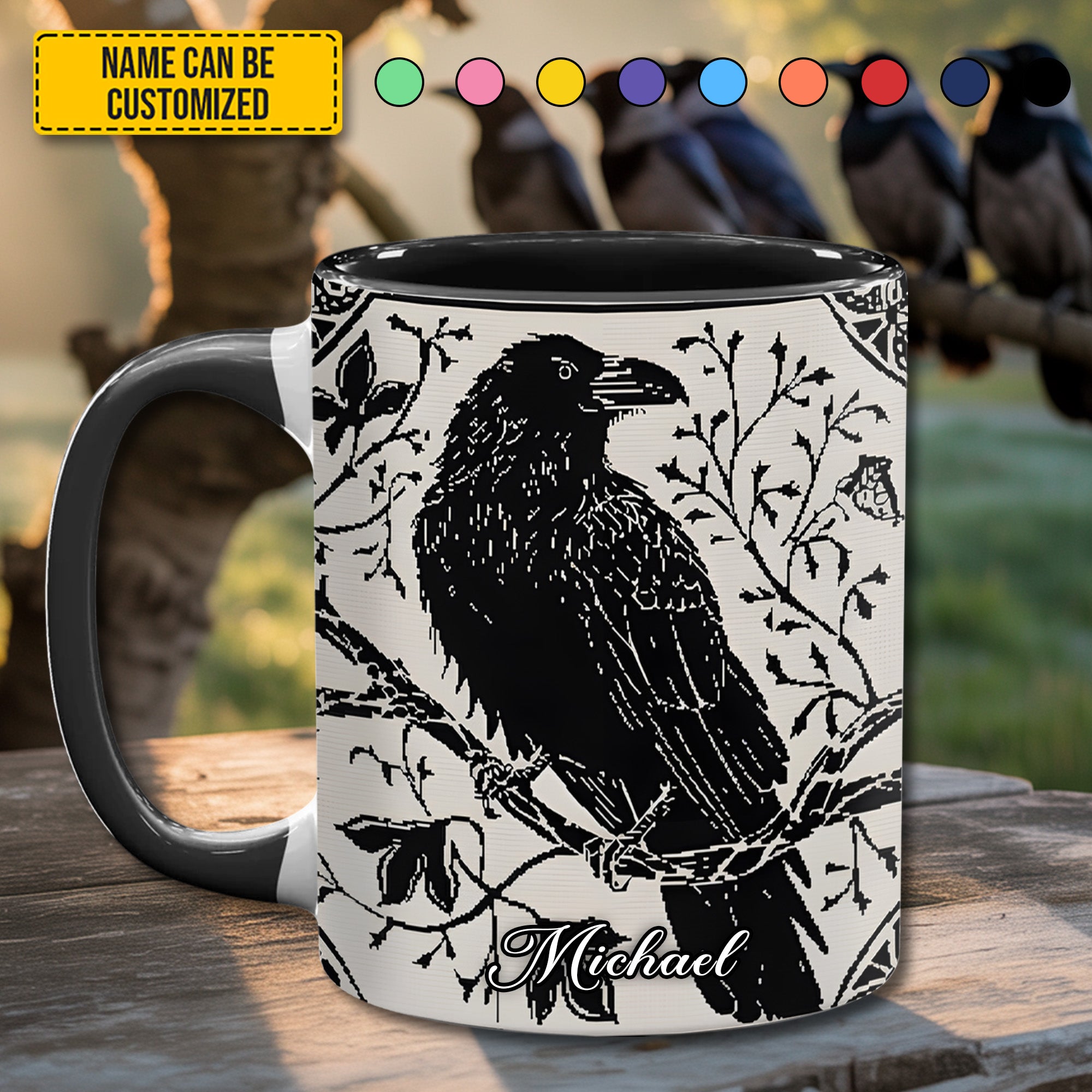 Personalized Accent Mug Raven Whisper Magical Gifts for Raven Lovers - Image 3