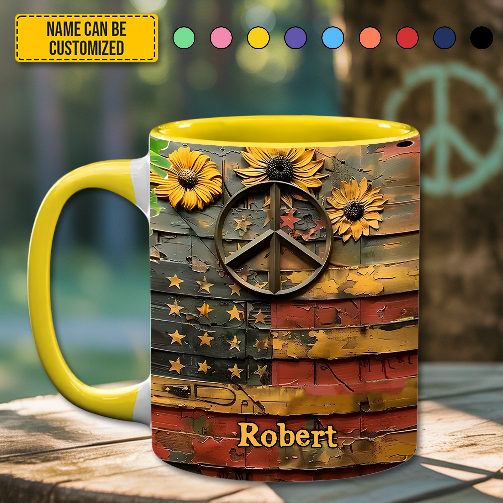 Personalized Accent Mug Sunflower USA Flag Sunflower Birthday Gift Ideas - Image 4