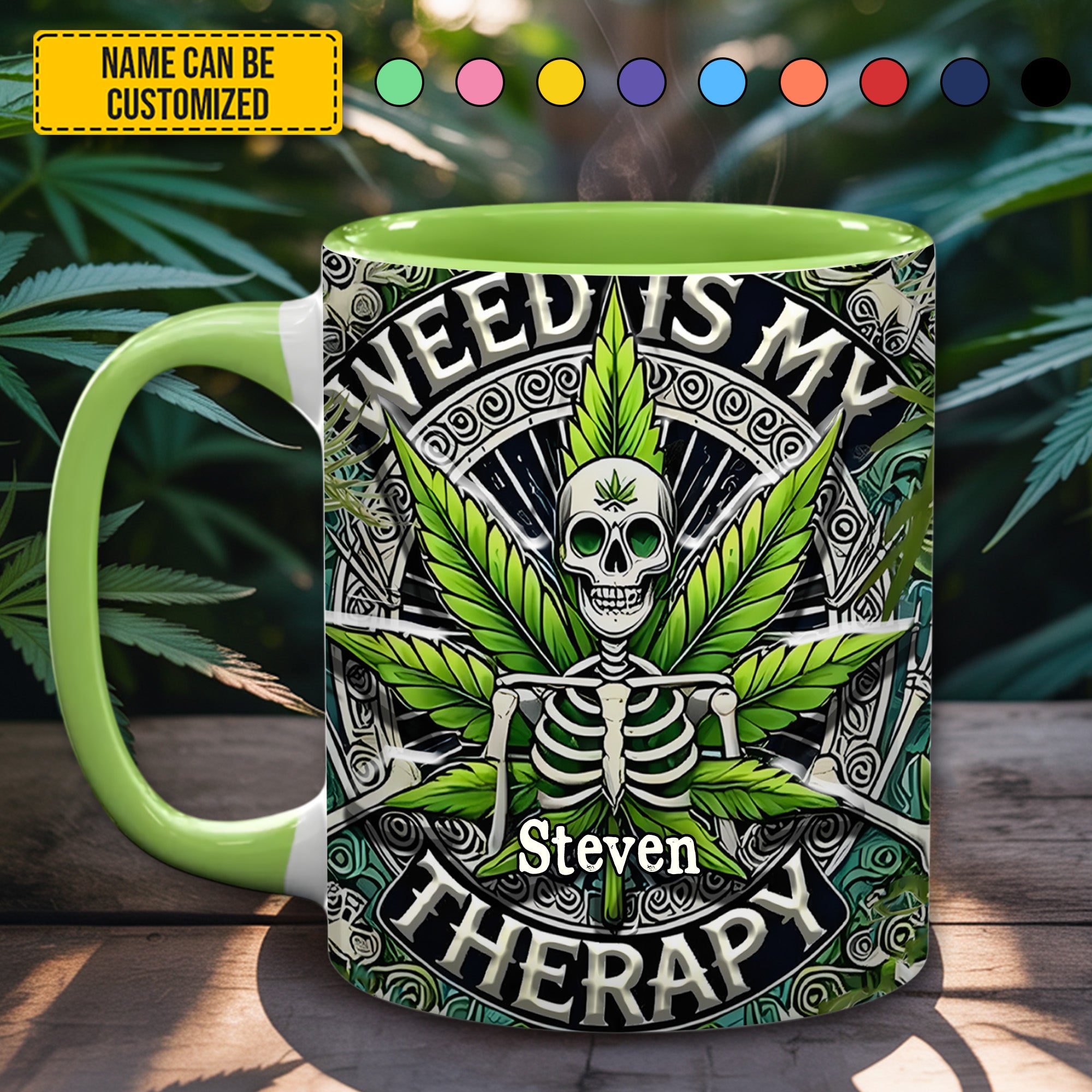 Personalized Accent Mug Weed Is My Therapy Gift For Father's Day - Image 2
