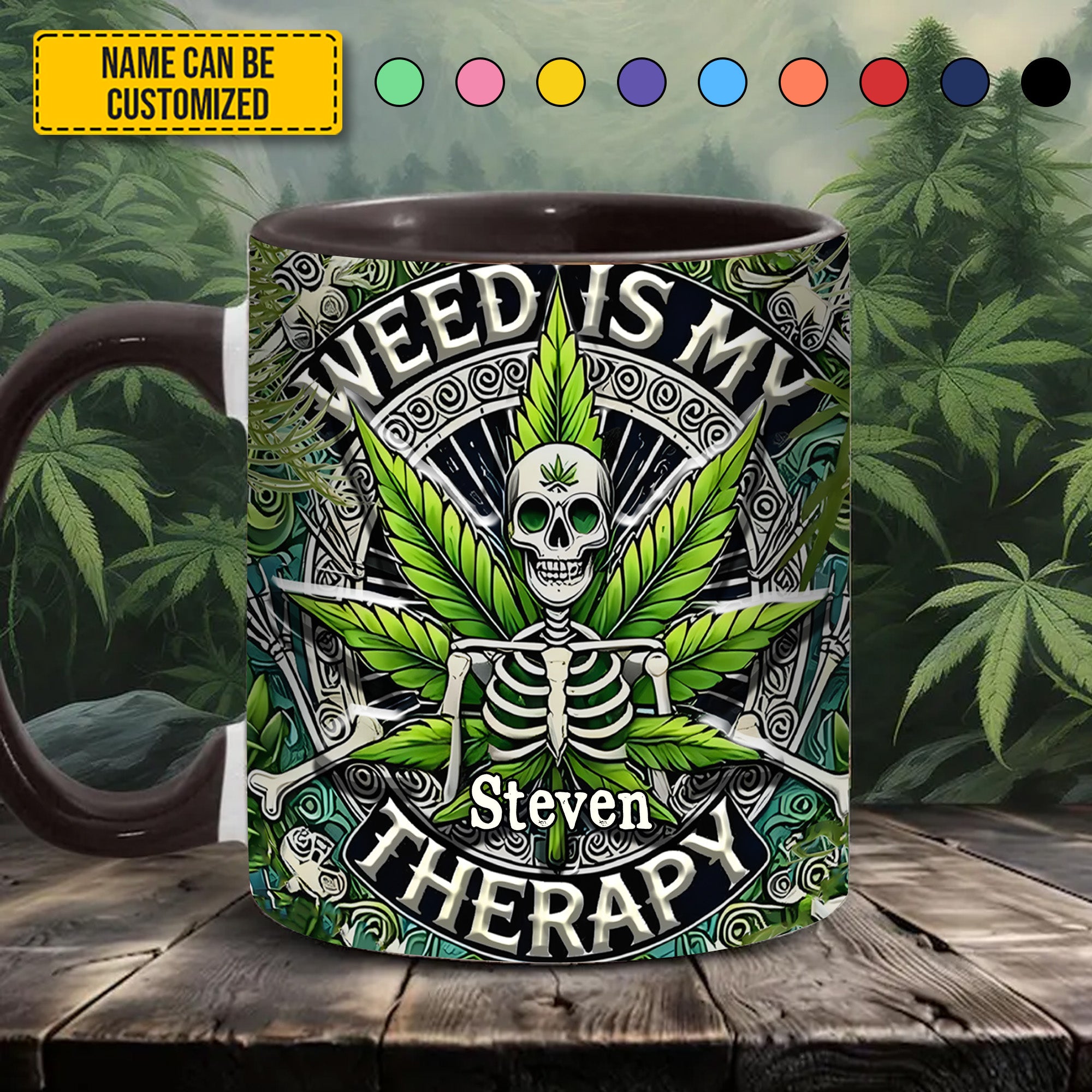 Personalized Accent Mug Weed Is My Therapy Gift For Father's Day - Image 4