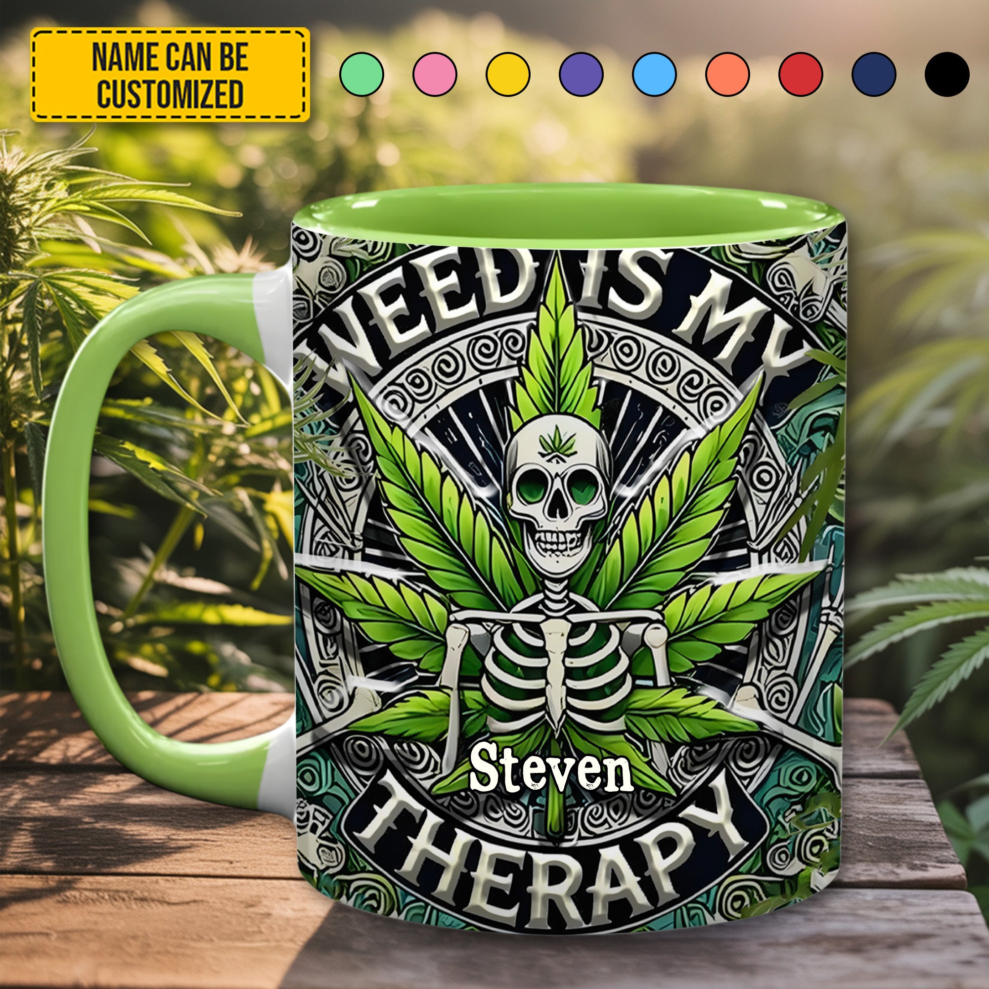 Personalized Accent Mug Weed Is My Therapy Gift For Father's Day - Image 3