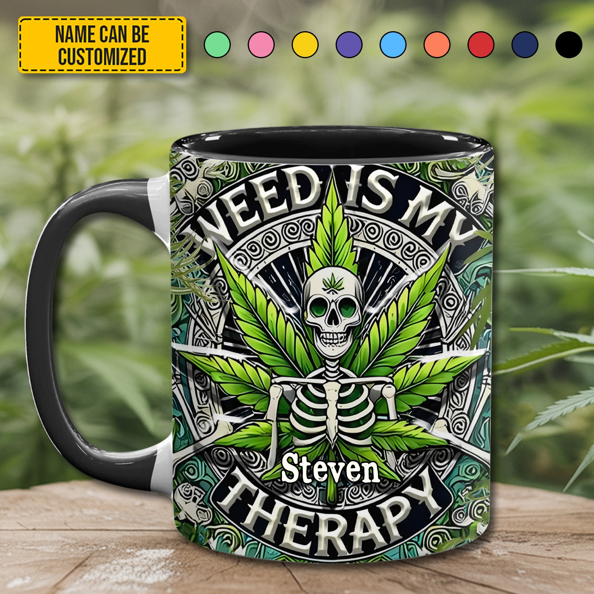 Personalized Accent Mug Weed Is My Therapy Gift For Father's Day