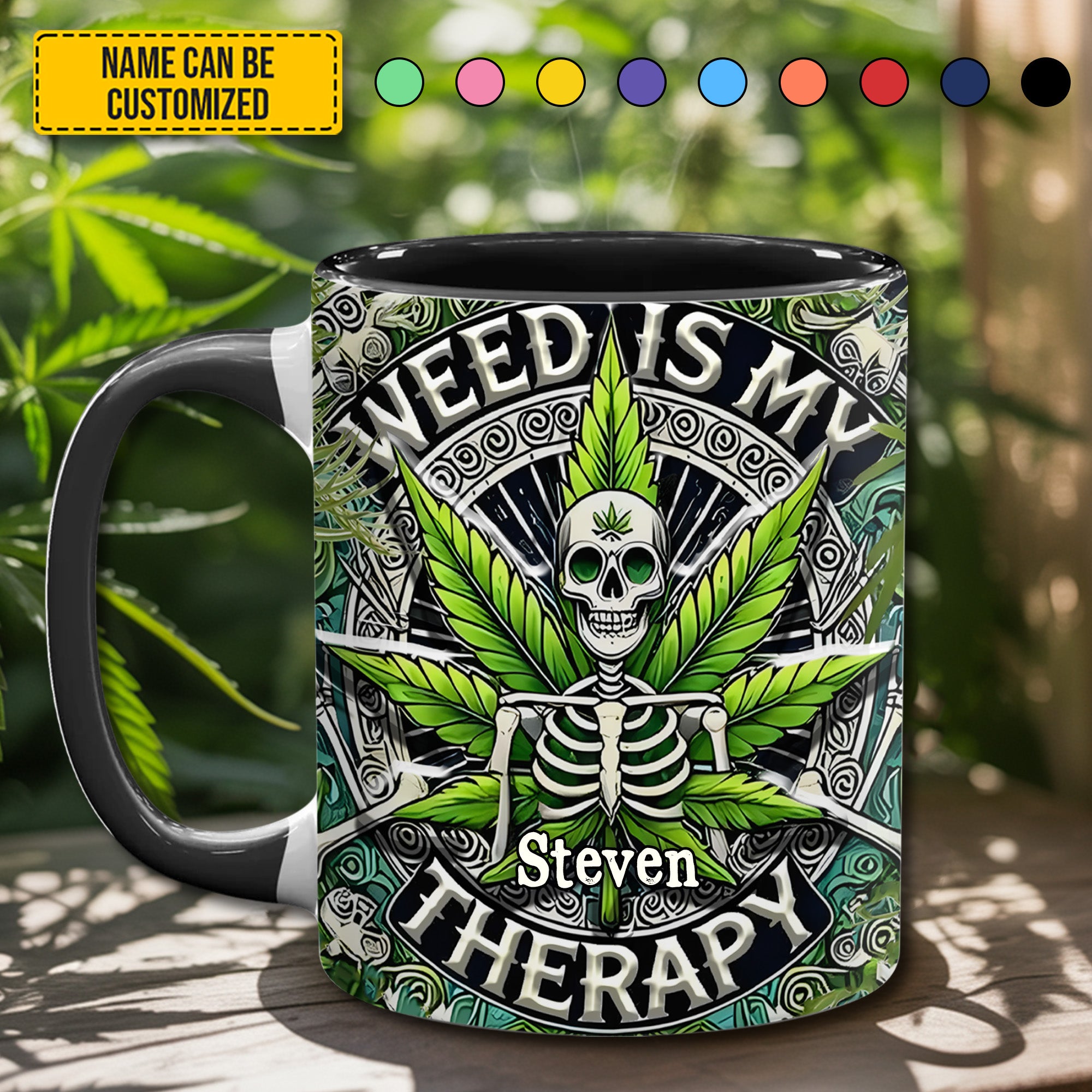 Personalized Accent Mug Weed Is My Therapy Gift For Father's Day - Image 5