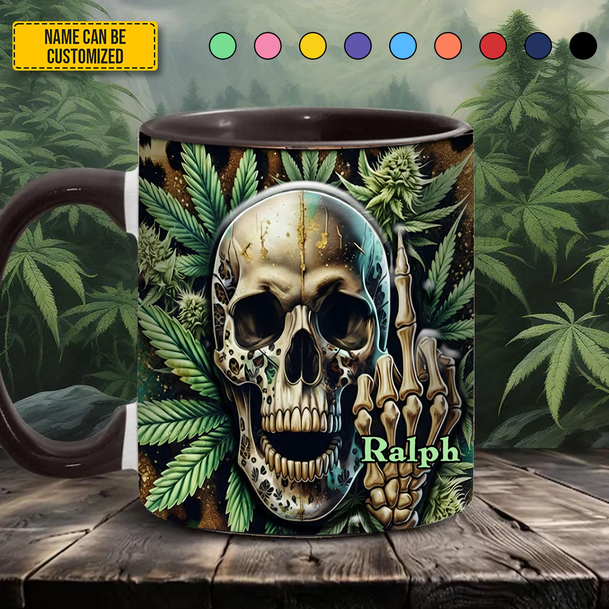 Personalized Accent Mug Weed Skull Accent mug Skull Themed Gifts For Him - Image 3