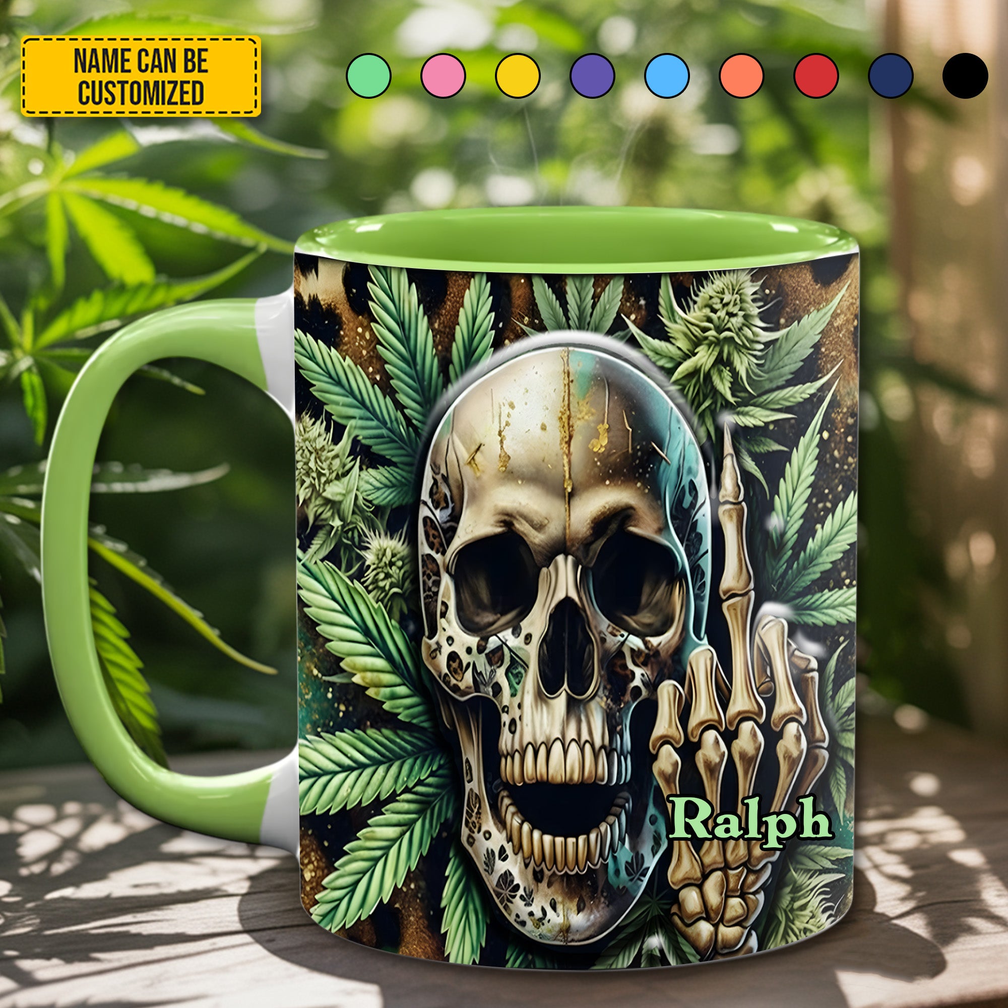 Personalized Accent Mug Weed Skull Accent mug Skull Themed Gifts For Him