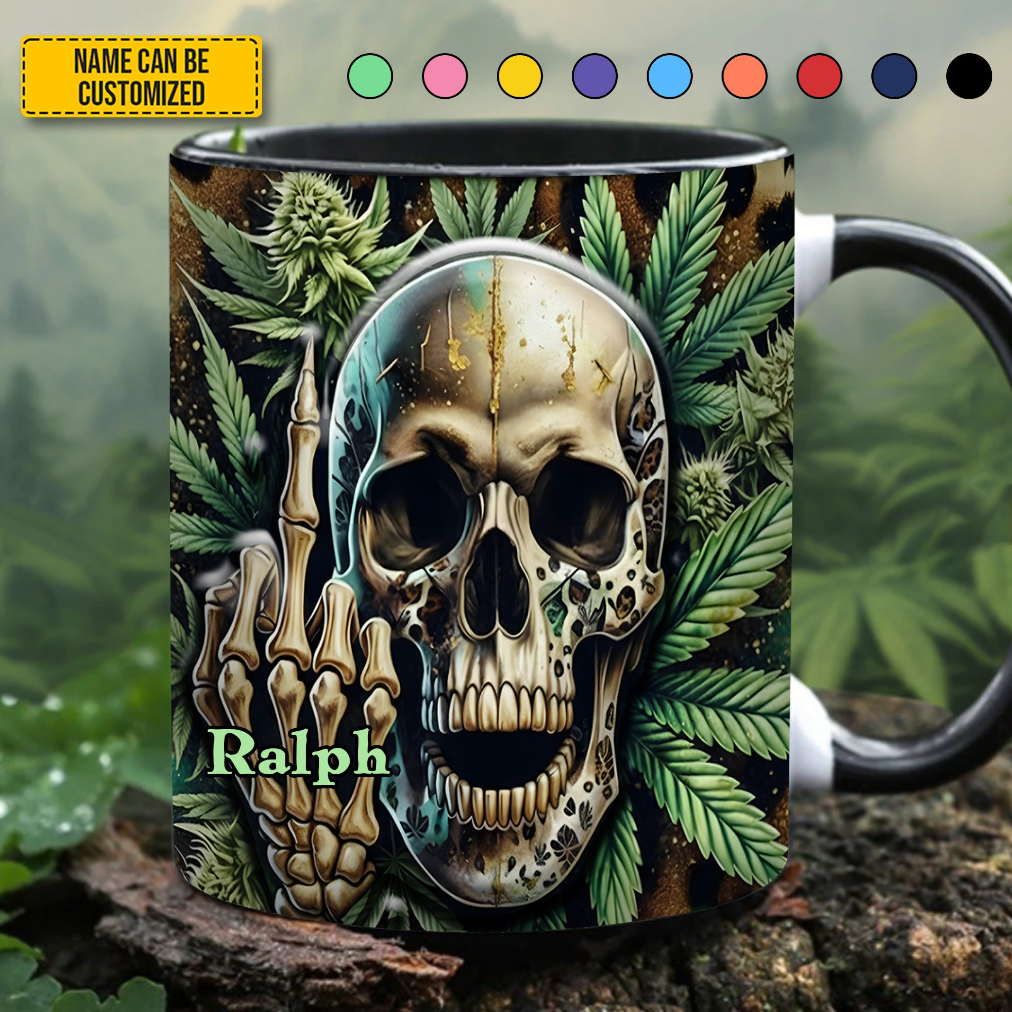 Personalized Accent Mug Weed Skull Accent mug Skull Themed Gifts For Him - Image 2