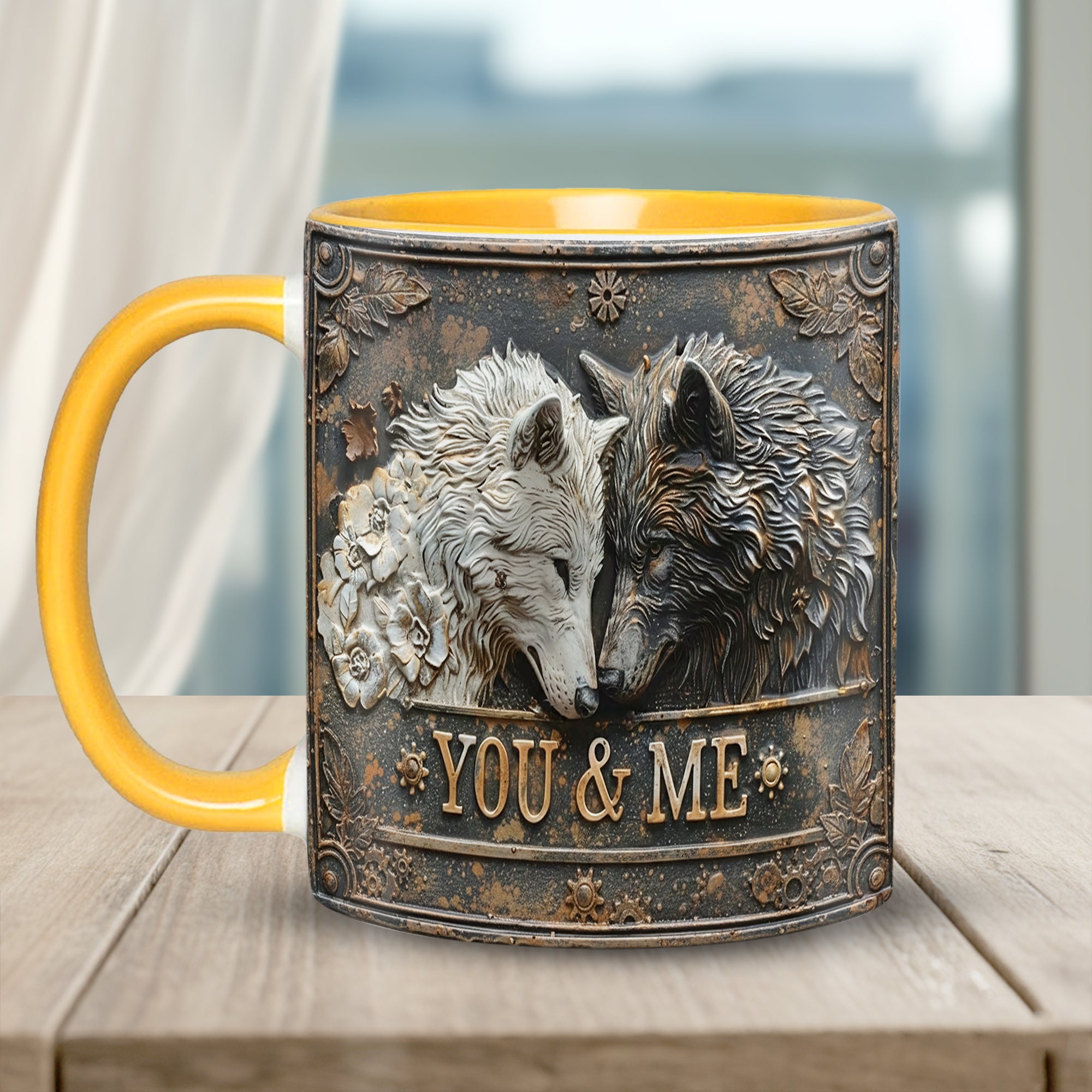 Personalized Accent Mug You And Me Wolf Presents For Wolf Lovers - Image 3