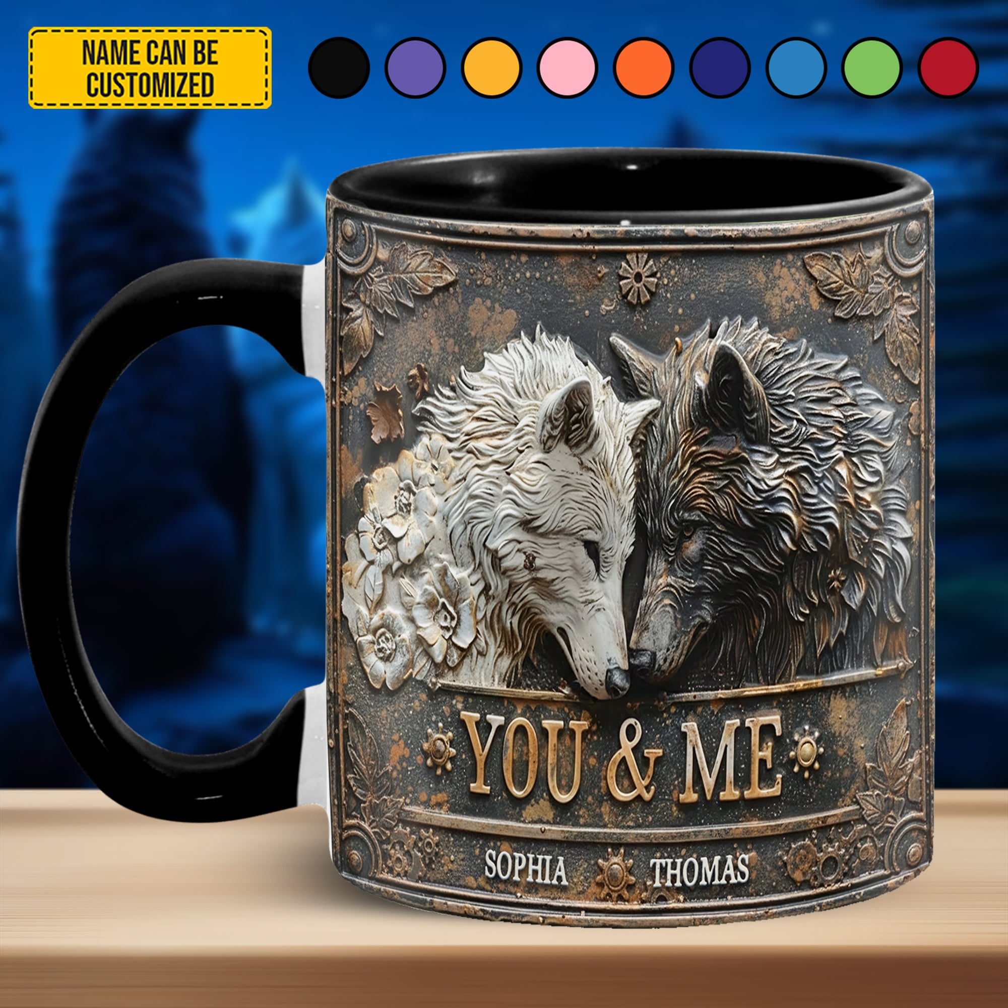 Personalized Accent Mug You And Me Wolf Presents For Wolf Lovers - Image 6