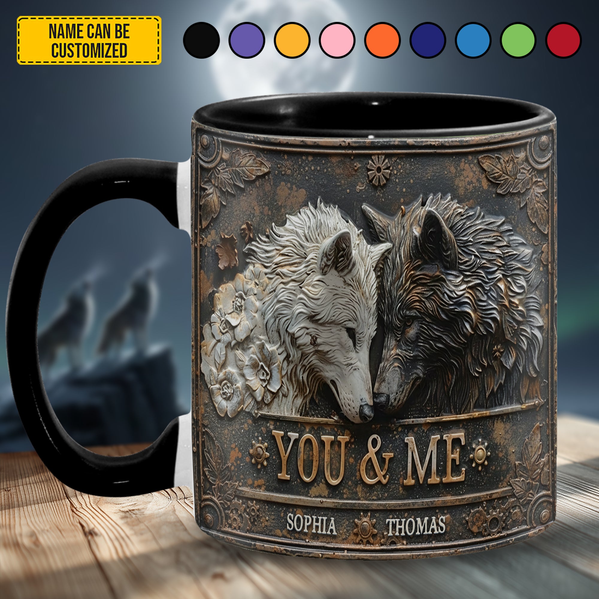Personalized Accent Mug You And Me Wolf Presents For Wolf Lovers