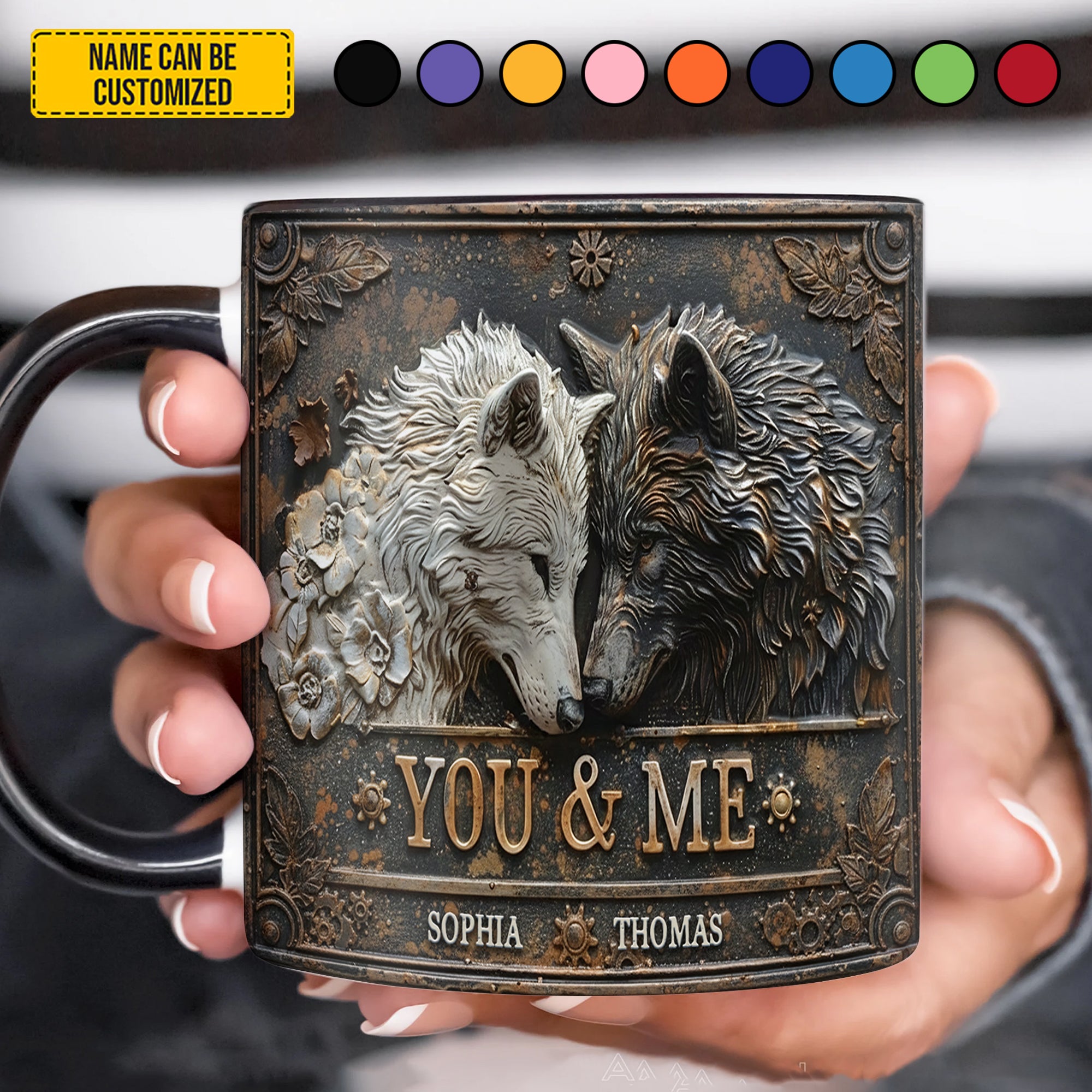 Personalized Accent Mug You And Me Wolf Presents For Wolf Lovers - Image 5