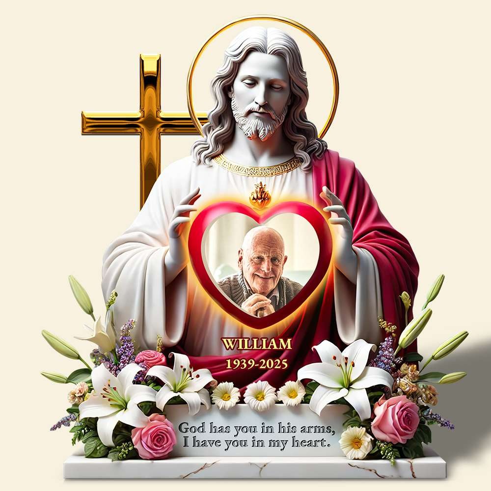 Personalized Acrylic Plaque In God'S Arms Custom Photo Gifts For Heaven Gifts For Church Members