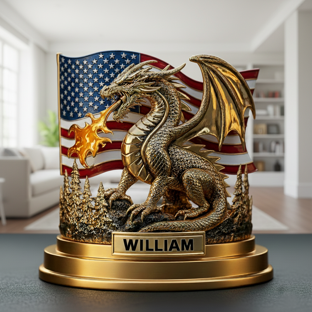 Personalized American Dragon Acrylic Plaque Dragon Valor Presents For Dragon Lovers