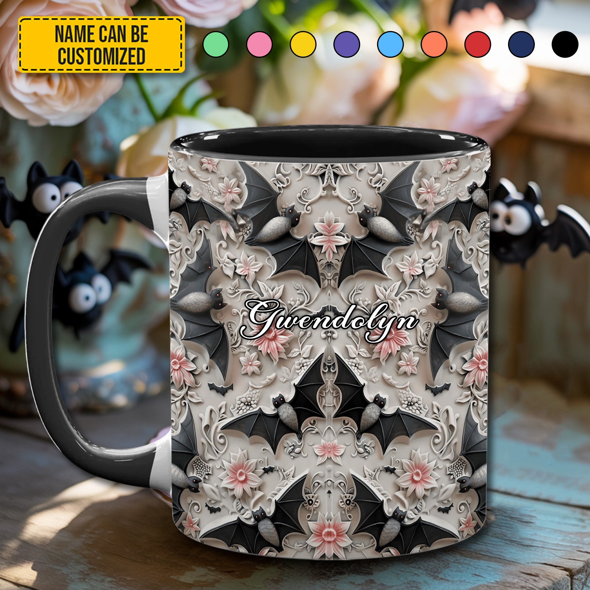 Personalized Bat Accent Mug Midnight Bloom Gift Ideas For Mother