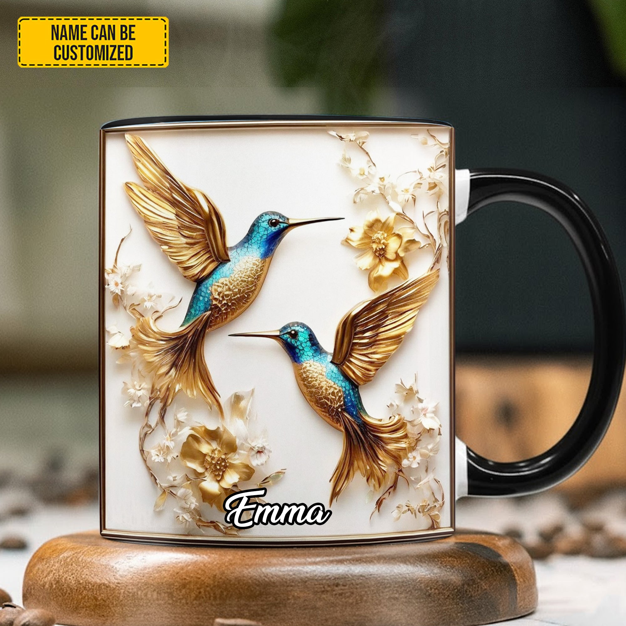 Personalized Beautiful Hummingbird Accent Mug Hummingbird Themed Gifts - Image 2