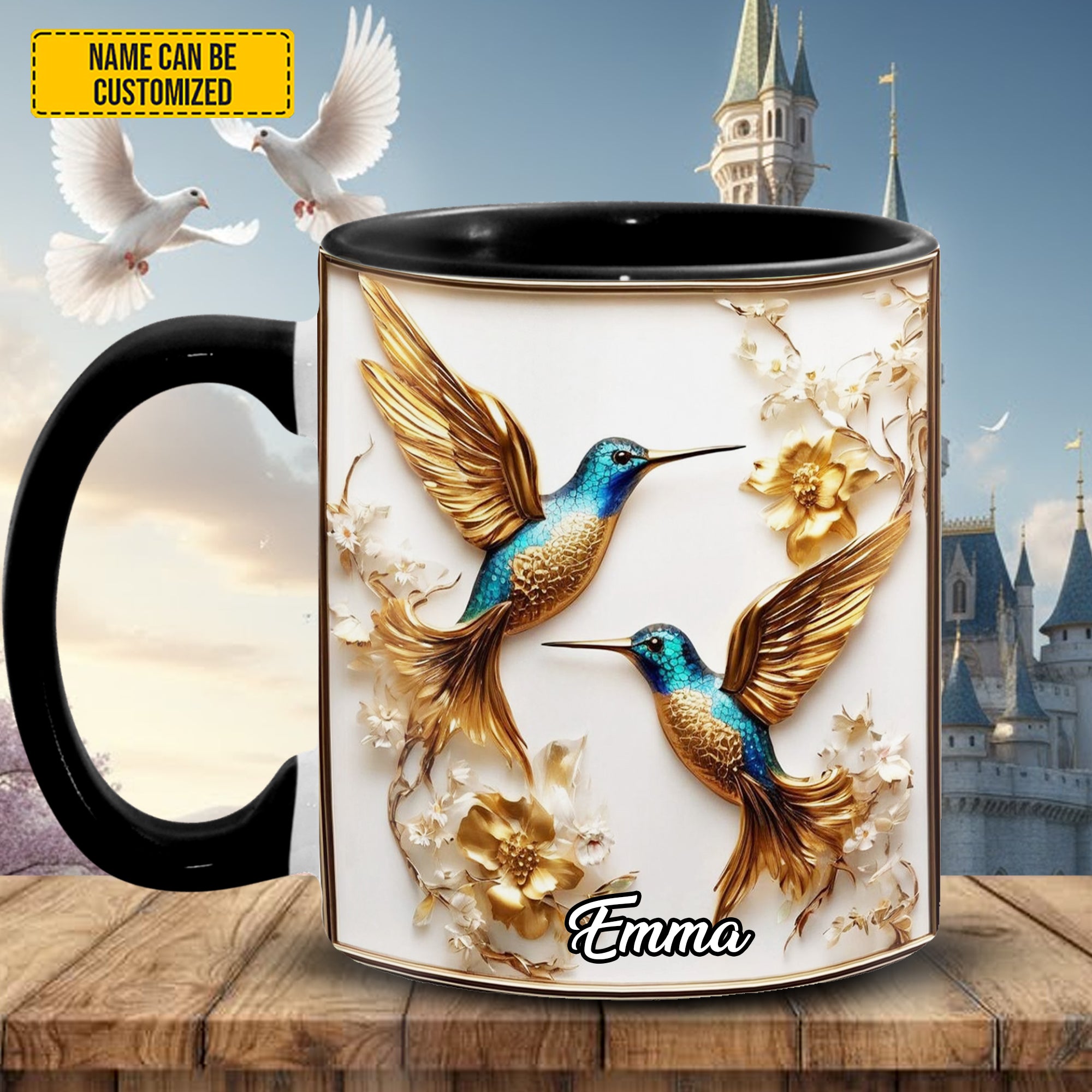 Personalized Beautiful Hummingbird Accent Mug Hummingbird Themed Gifts