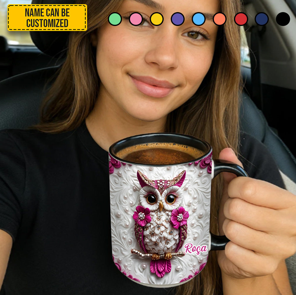 Personalized Beautiful Owl Accent Mug Owl Gifts Ideas For Mom - Image 2