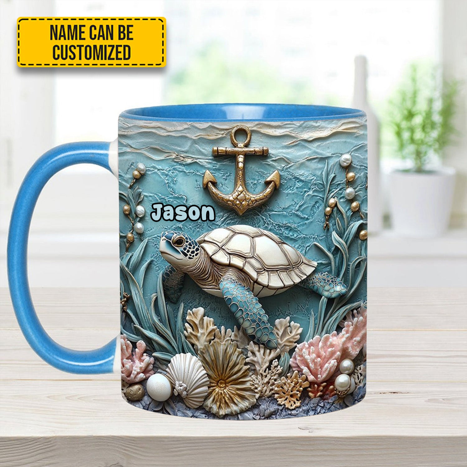 Personalized Beautiful Sea Turtle Accent Mug Sea Turtle Gifts For Mom - Image 8