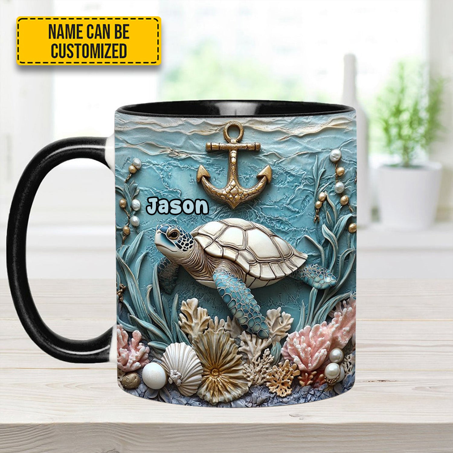Personalized Beautiful Sea Turtle Accent Mug Sea Turtle Gifts For Mom - Image 5