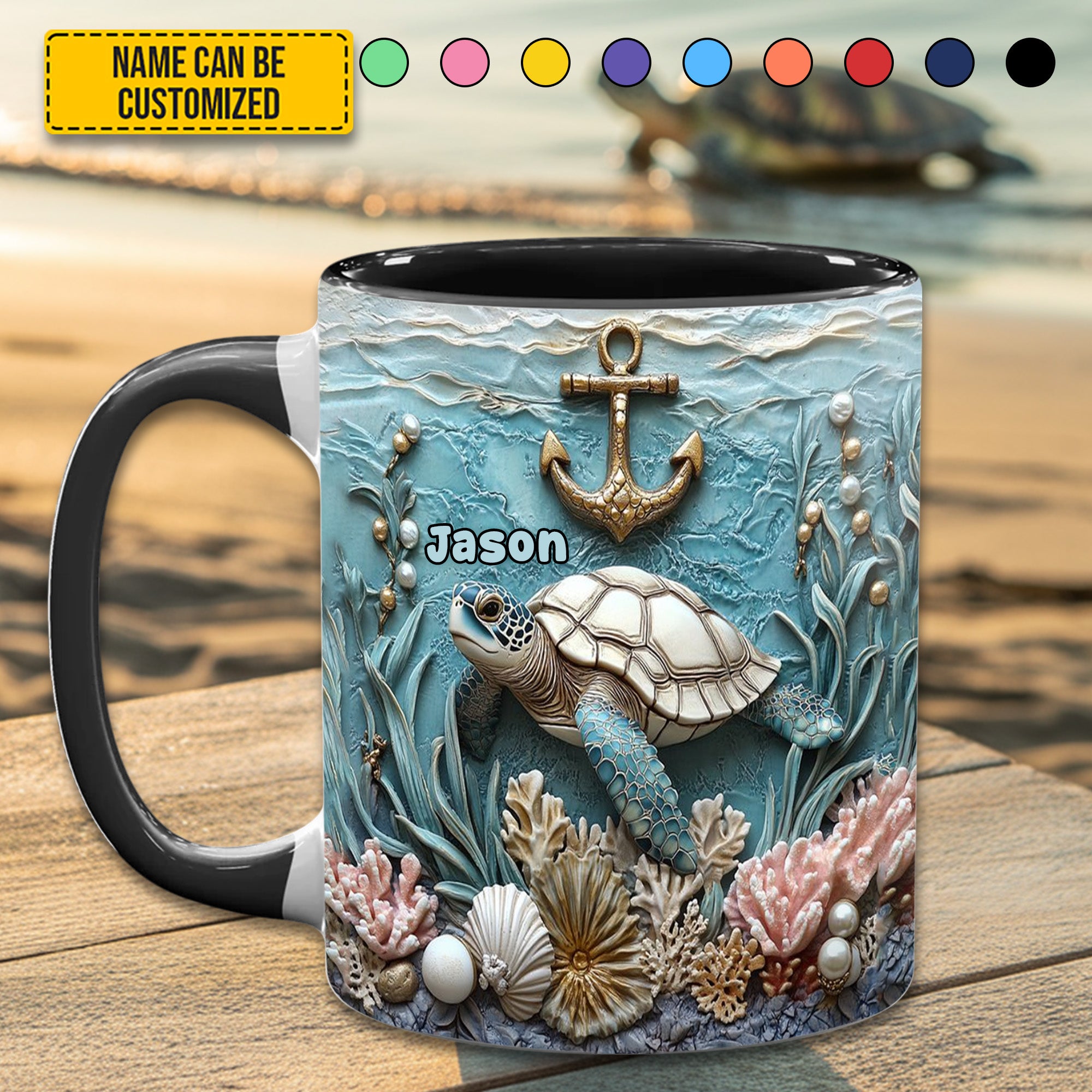 Personalized Beautiful Sea Turtle Accent Mug Sea Turtle Gifts For Mom - Image 4