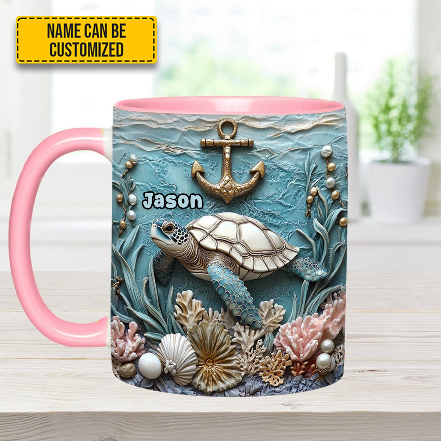 Personalized Beautiful Sea Turtle Accent Mug Sea Turtle Gifts For Mom - Image 11