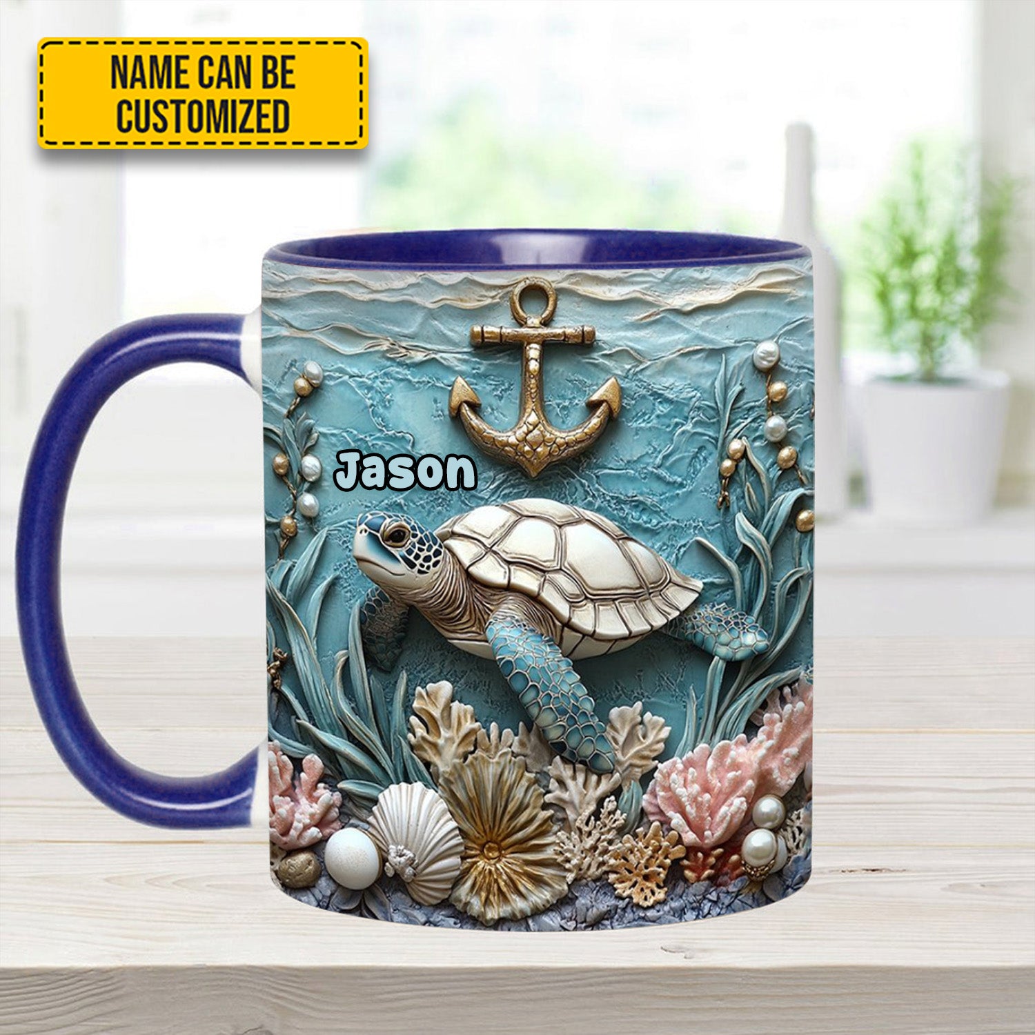 Personalized Beautiful Sea Turtle Accent Mug Sea Turtle Gifts For Mom - Image 9