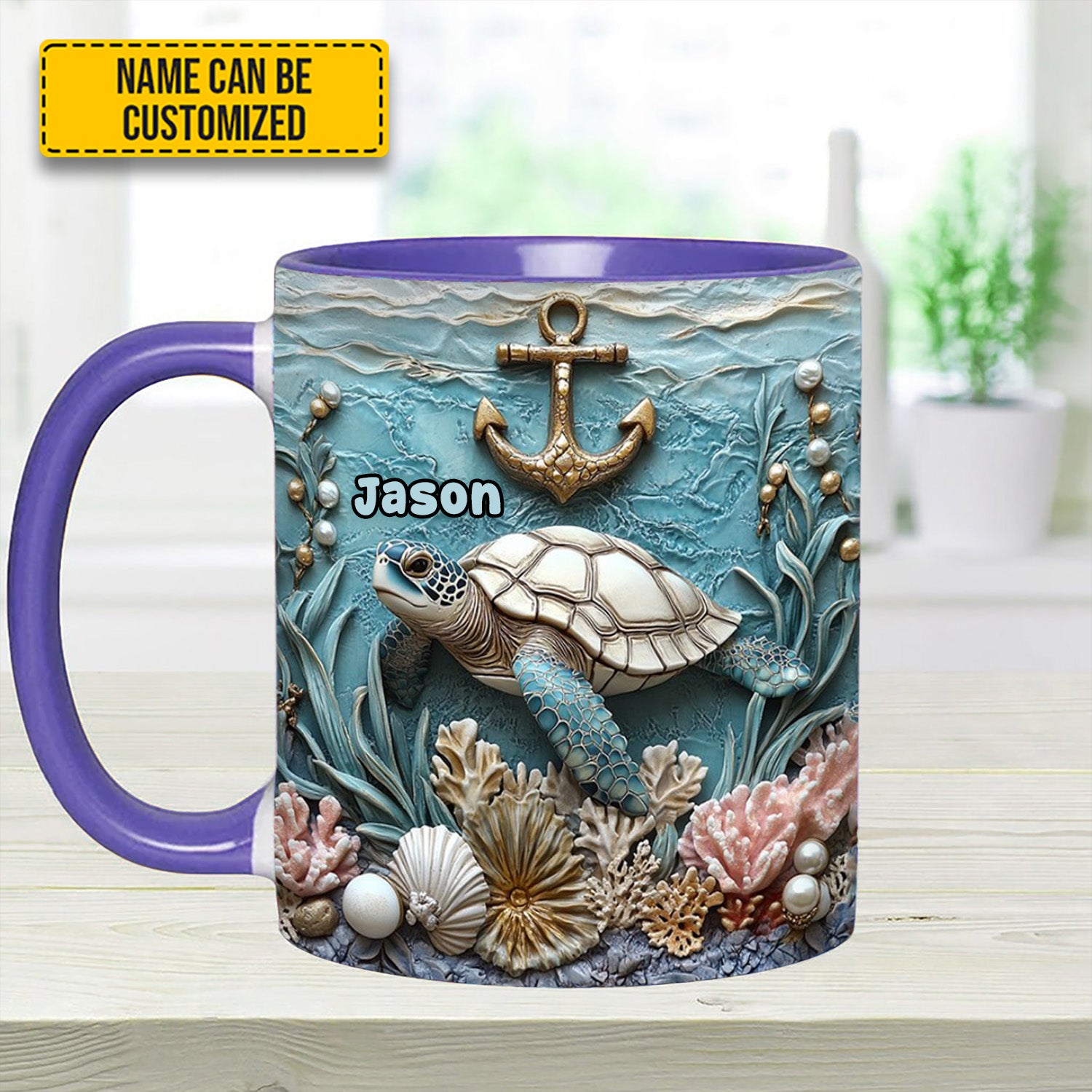 Personalized Beautiful Sea Turtle Accent Mug Sea Turtle Gifts For Mom - Image 13
