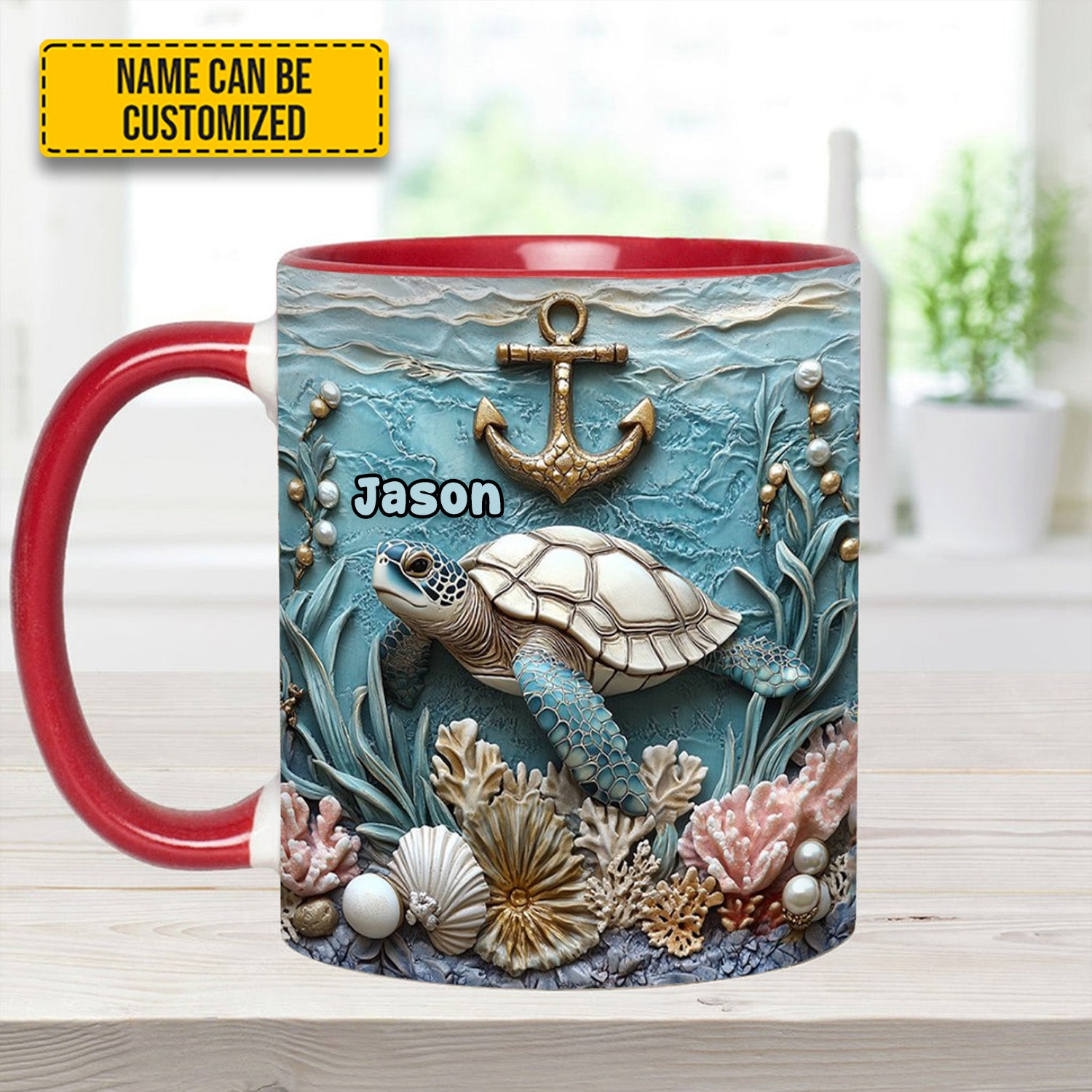 Personalized Beautiful Sea Turtle Accent Mug Sea Turtle Gifts For Mom - Image 6