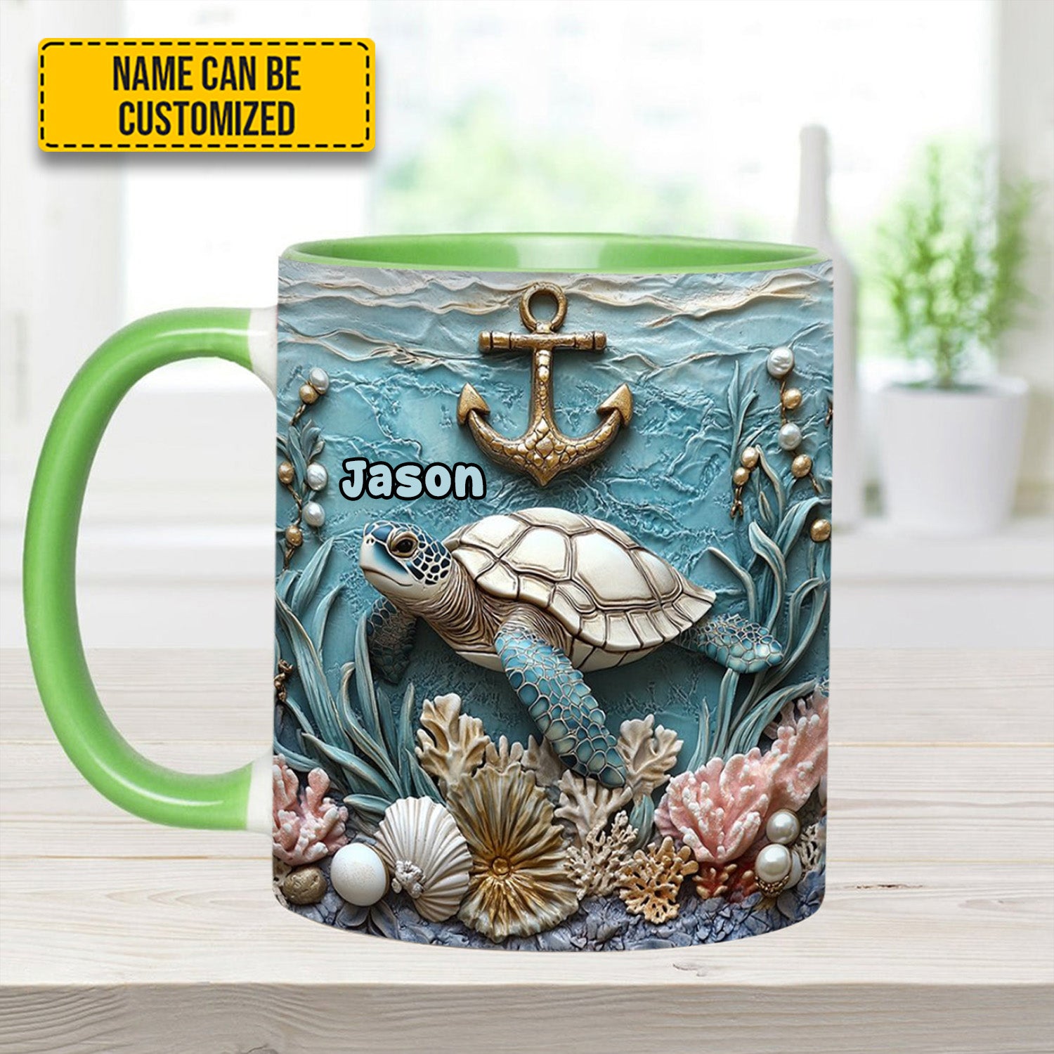 Personalized Beautiful Sea Turtle Accent Mug Sea Turtle Gifts For Mom - Image 7
