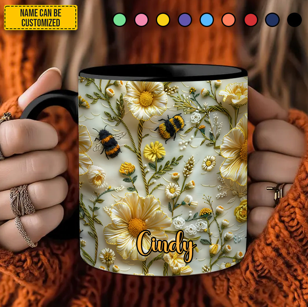 Personalized Bee Accent Mug Bee Floral Garden Bee Inspired Gifts - Image 4