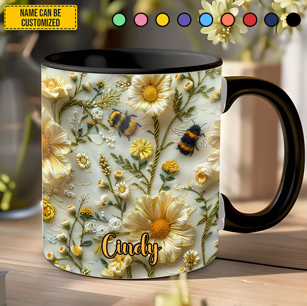 Personalized Bee Accent Mug Bee Floral Garden Bee Inspired Gifts - Image 2