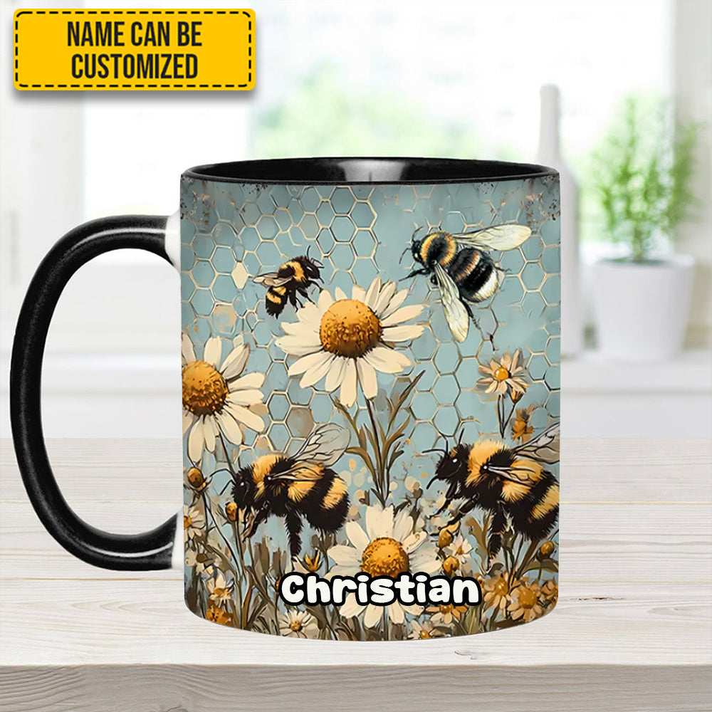 Personalized Bee Accent Mug Vintage Garden Bee Floral Daisy Bee Related Gifts For Dad - Image 11