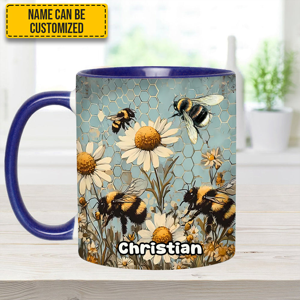 Personalized Bee Accent Mug Vintage Garden Bee Floral Daisy Bee Related Gifts For Dad - Image 14