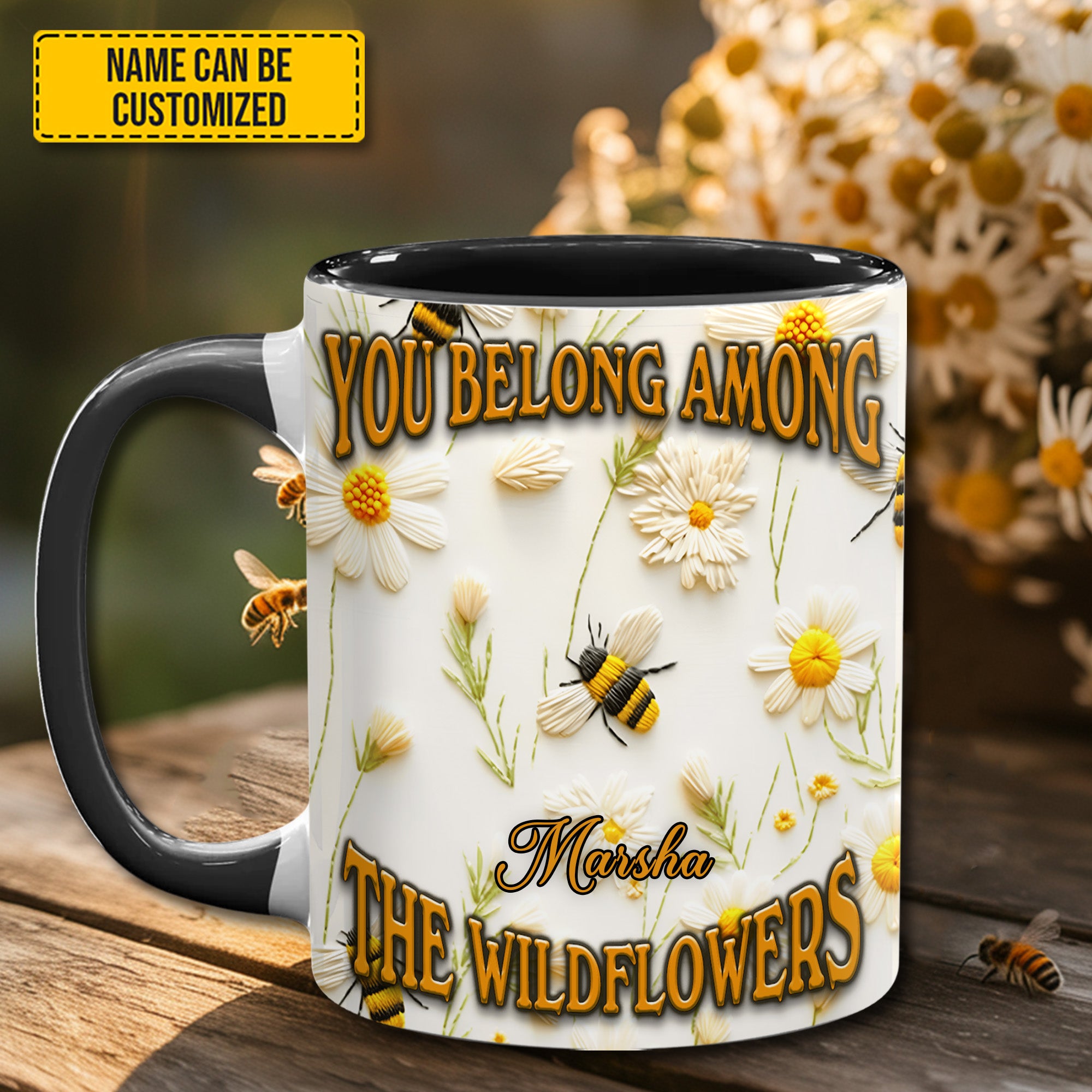Personalized Bee Accent Mug You Belong Among Wildflowers Gifts For Beekeepers