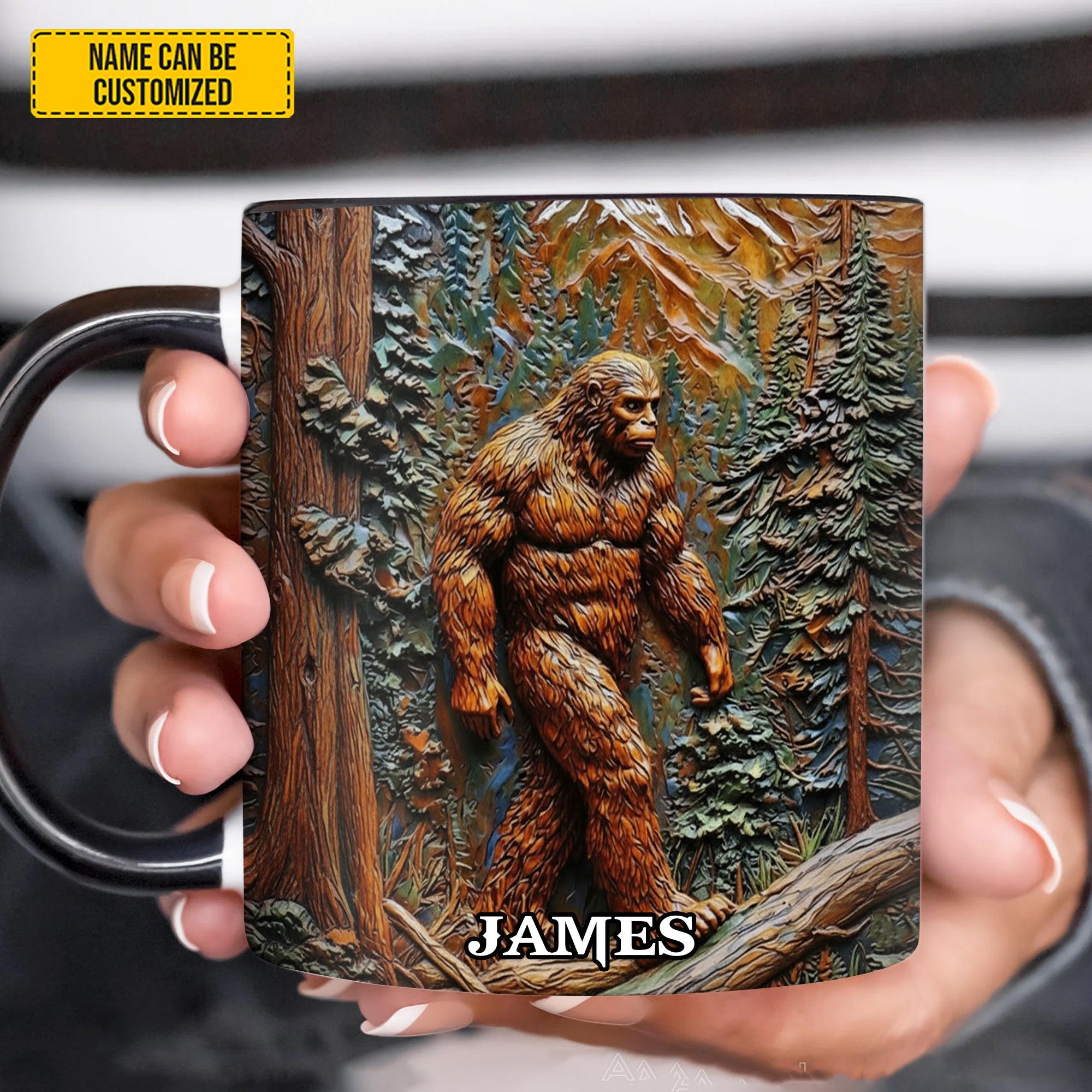 Personalized Bigfoot Accent Mug Bigfoot In Forest Bigfoot Gift Items - Image 2