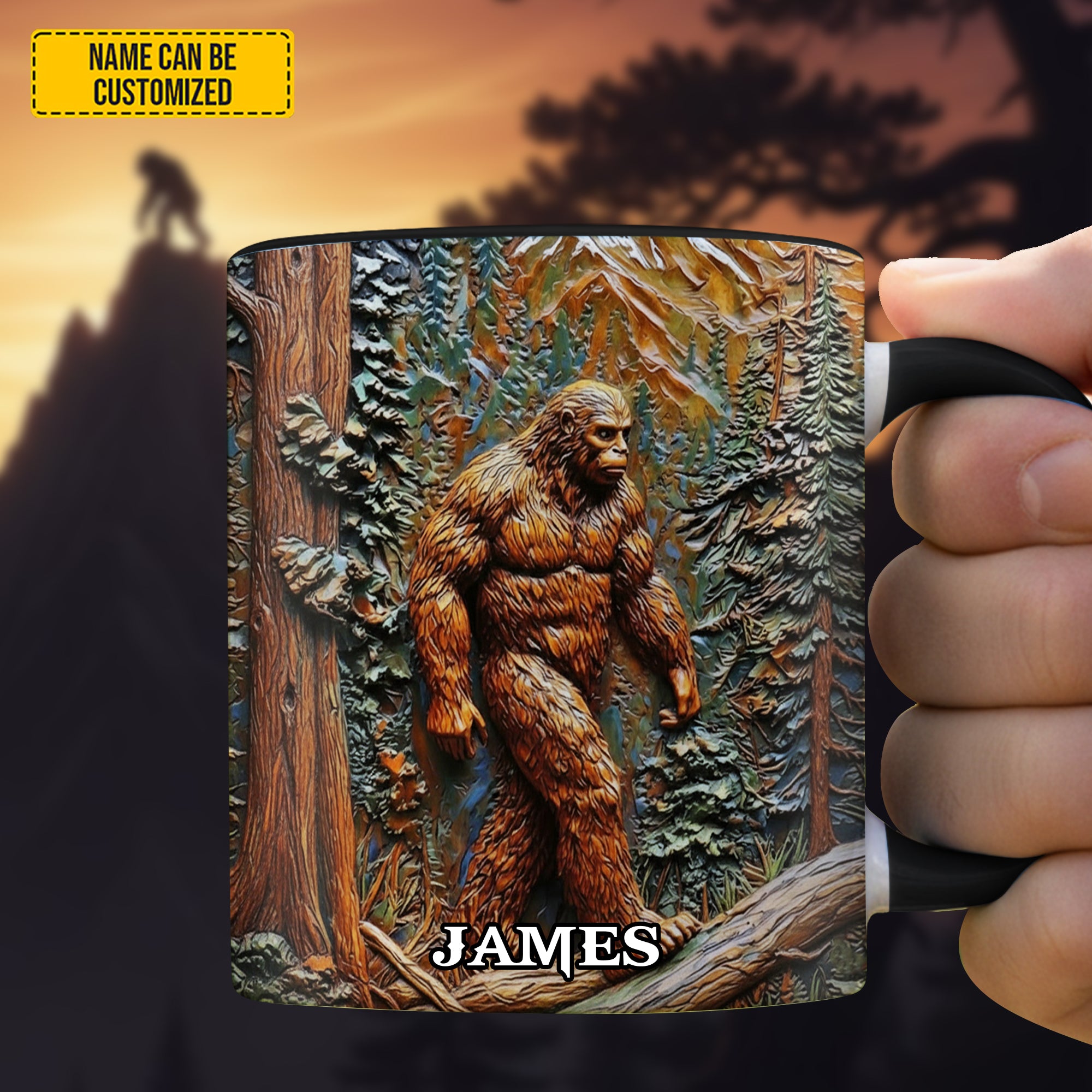 Personalized Bigfoot Accent Mug Bigfoot In Forest Bigfoot Gift Items - Image 4