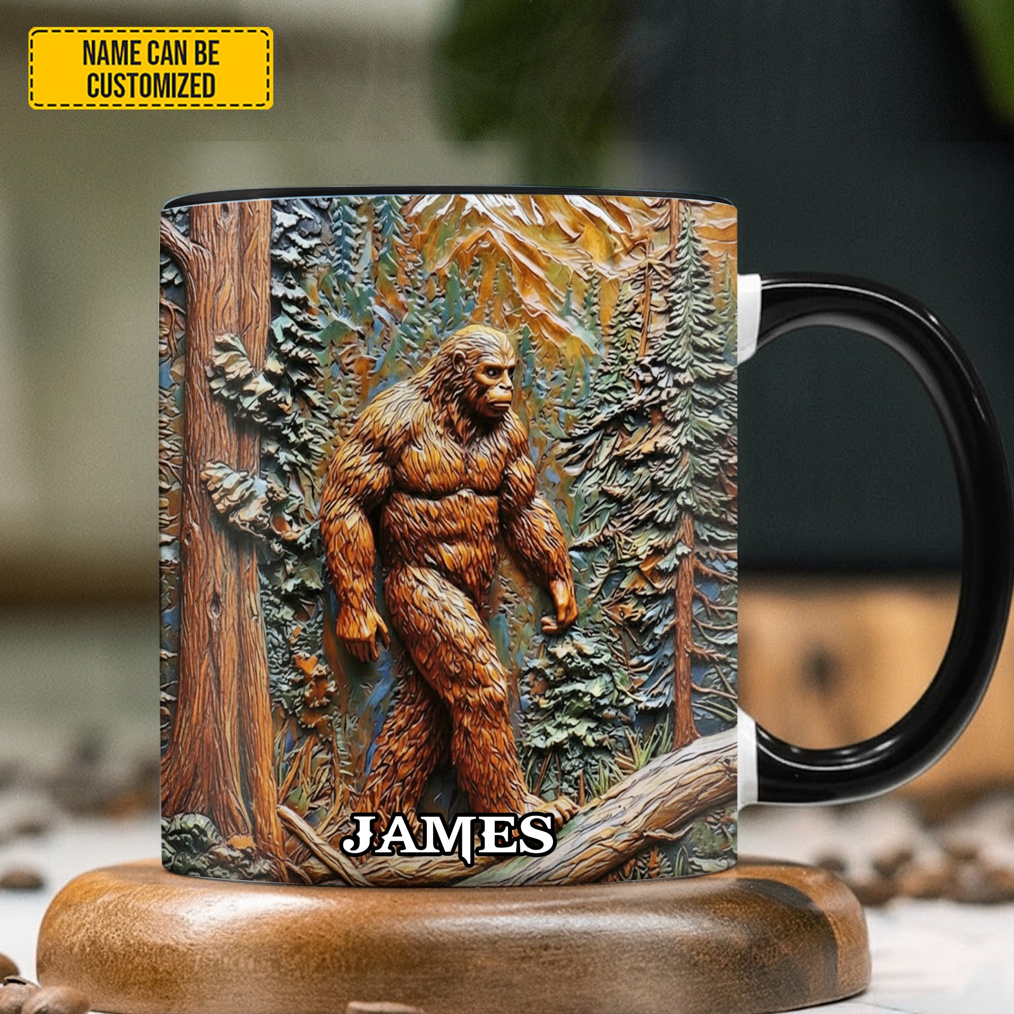 Personalized Bigfoot Accent Mug Bigfoot In Forest Bigfoot Gift Items - Image 3