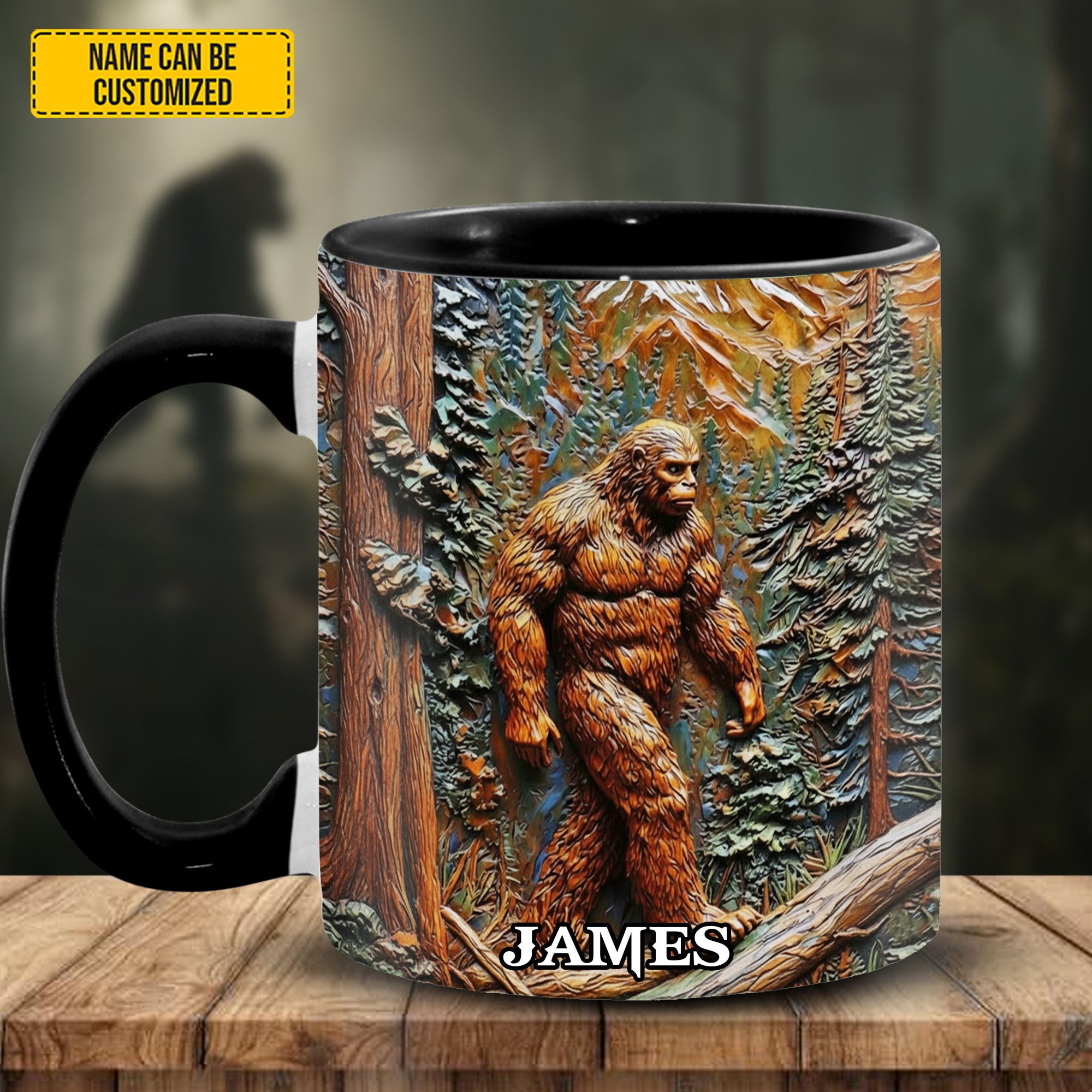 Personalized Bigfoot Accent Mug Bigfoot In Forest Bigfoot Gift Items