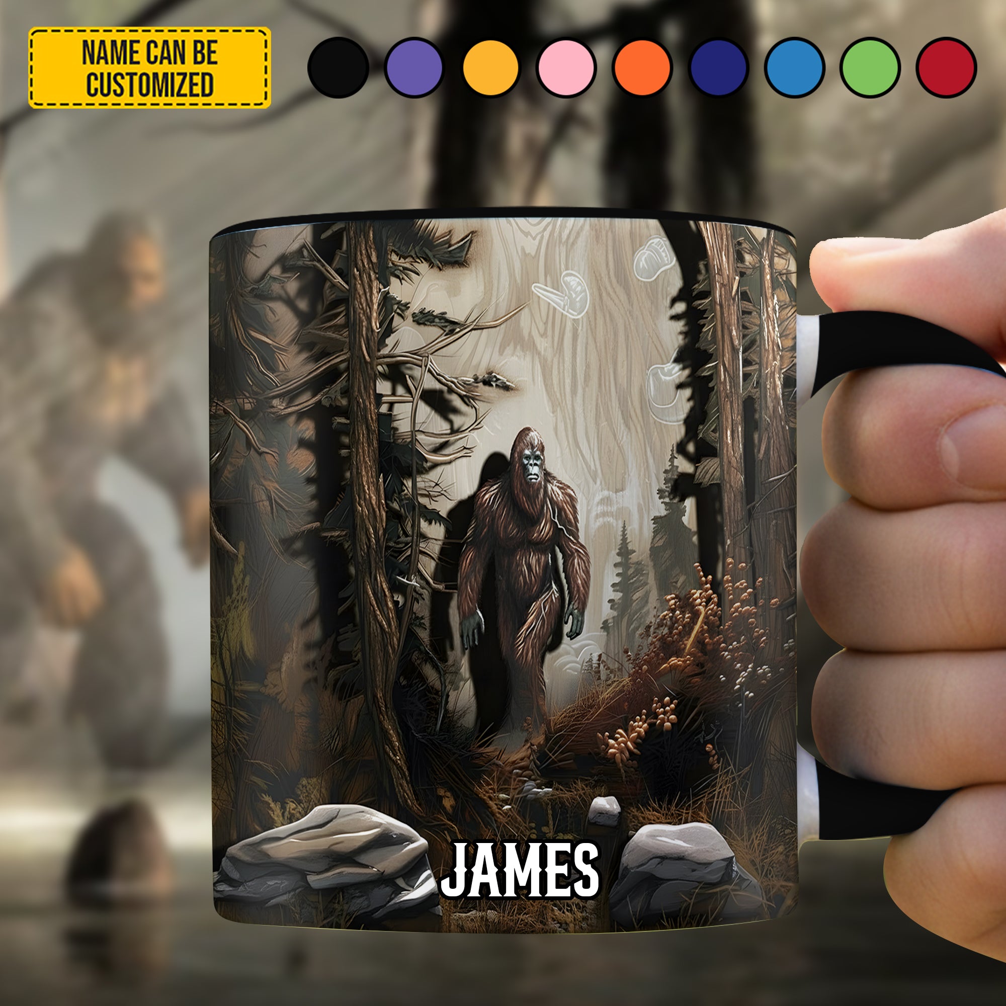 Personalized Bigfoot Accent Mug Legend In Forest Bigfoot Gifts For Him - Image 2