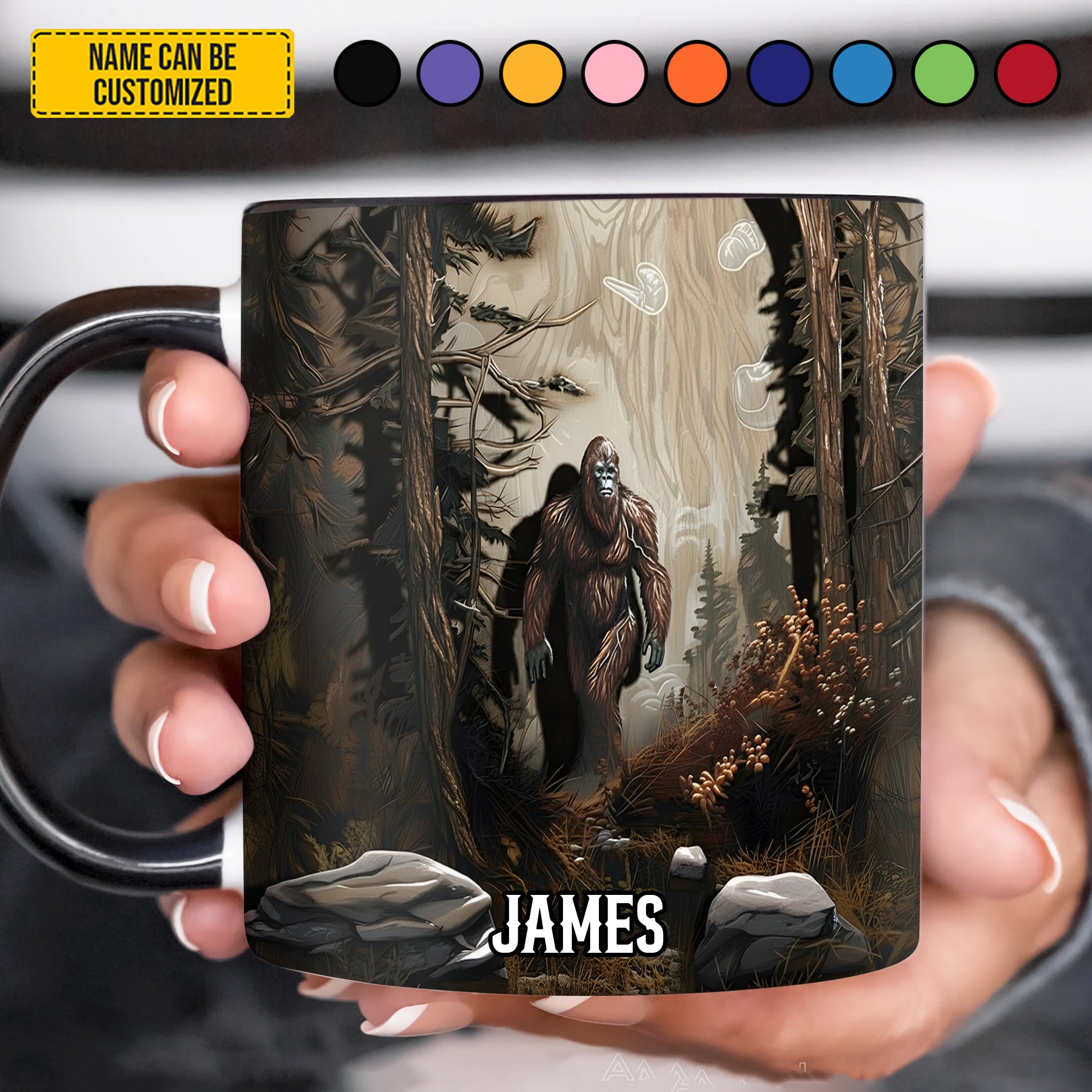Personalized Bigfoot Accent Mug Legend In Forest Bigfoot Gifts For Him - Image 3