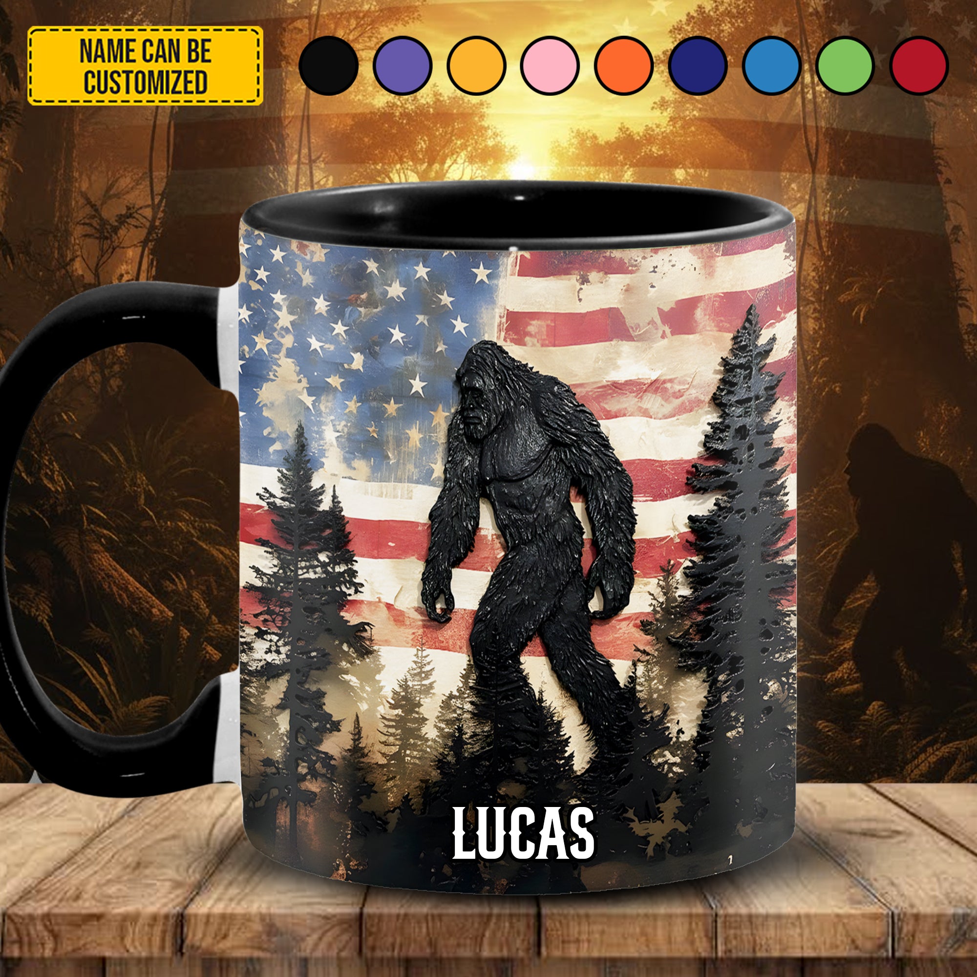 Personalized Bigfoot Accent Mug Patriotic Bigfoot Bigfoot Novelty Gifts