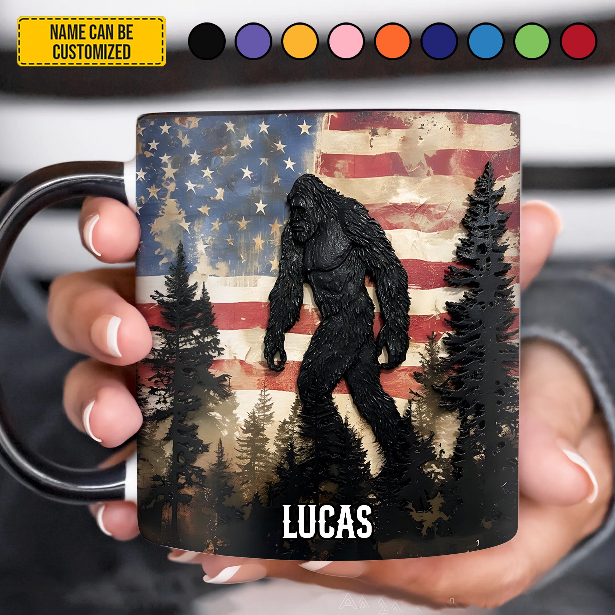 Personalized Bigfoot Accent Mug Patriotic Bigfoot Bigfoot Novelty Gifts - Image 2