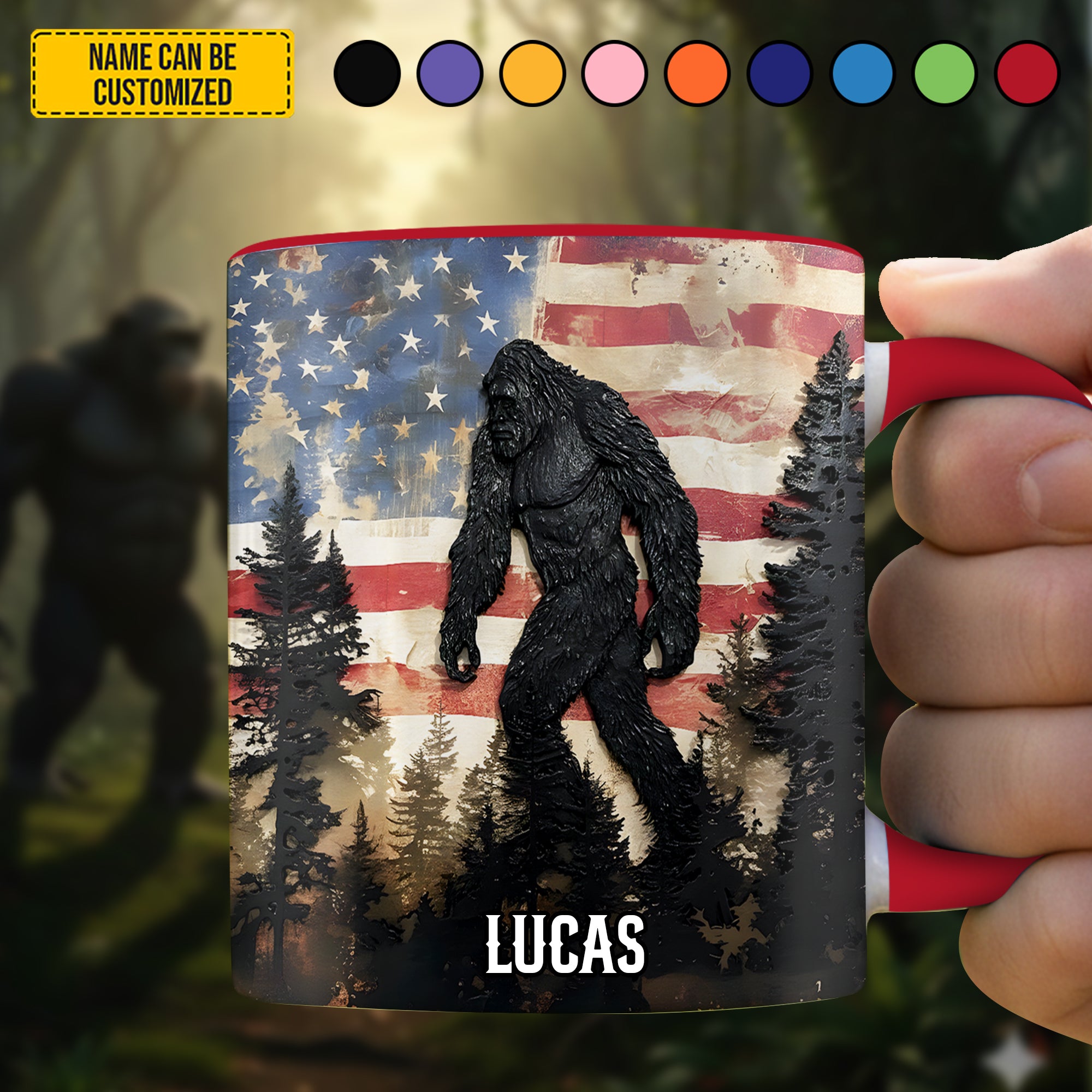 Personalized Bigfoot Accent Mug Patriotic Bigfoot Bigfoot Novelty Gifts - Image 4