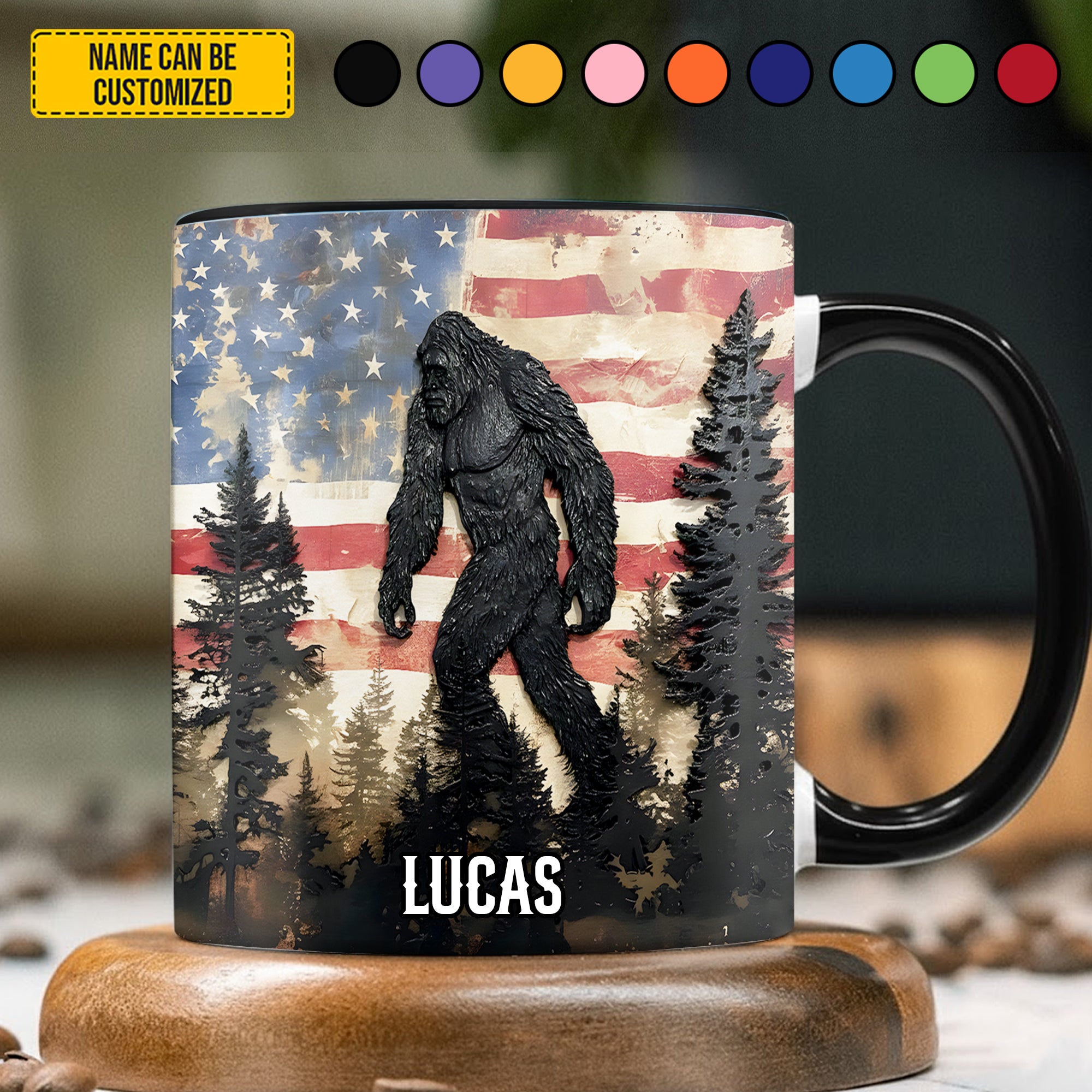 Personalized Bigfoot Accent Mug Patriotic Bigfoot Bigfoot Novelty Gifts - Image 3