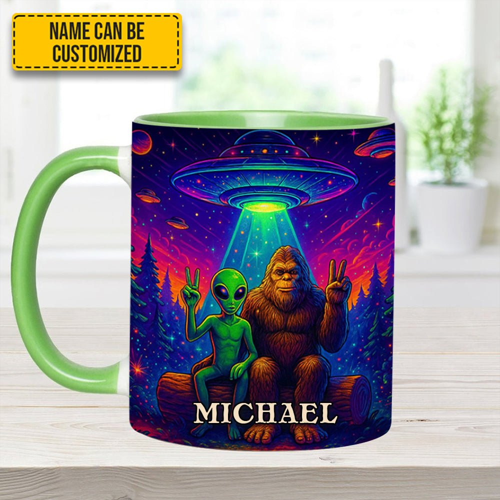 Personalized Bigfoot & Alien Accent Mug Intergalactic Buddies Gifts For Sasquatch Lovers - Image 15