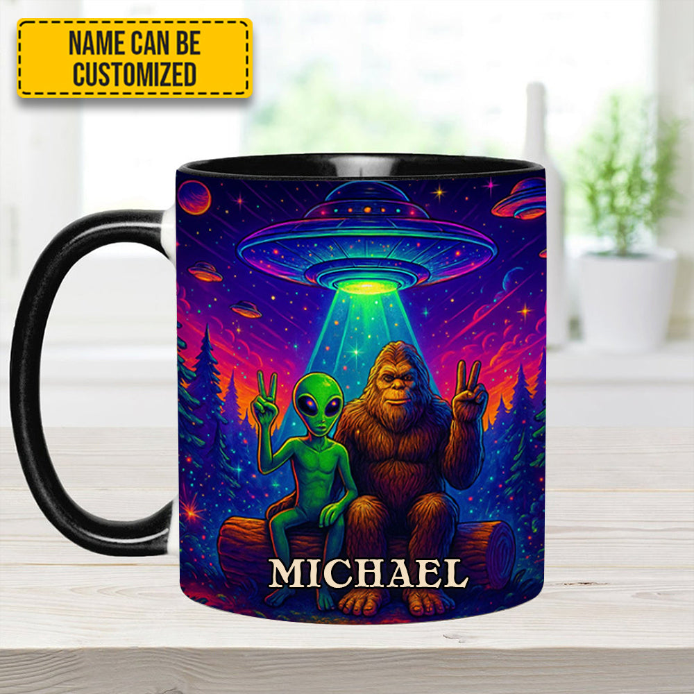 Personalized Bigfoot & Alien Accent Mug Intergalactic Buddies Gifts For Sasquatch Lovers - Image 11