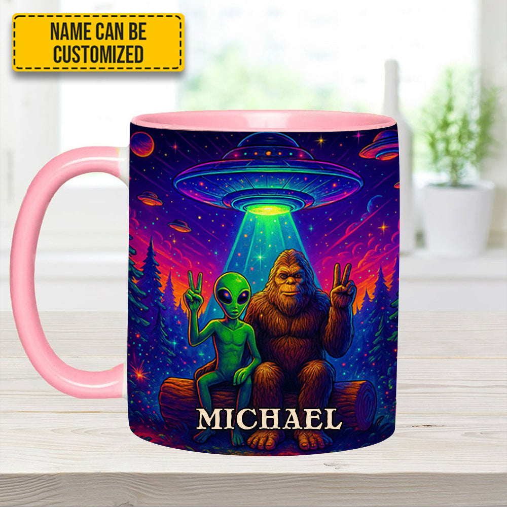 Personalized Bigfoot & Alien Accent Mug Intergalactic Buddies Gifts For Sasquatch Lovers - Image 22